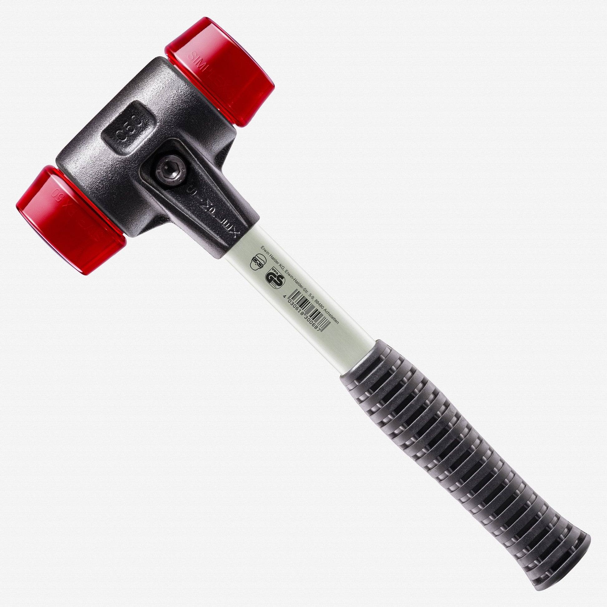 Halder Simplex Mallet with Red Acetate Plastic Inserts and Heavy Duty Reinforced Housing, 1.18" / 15.87 oz. - HA3706.030 - KC Tool
