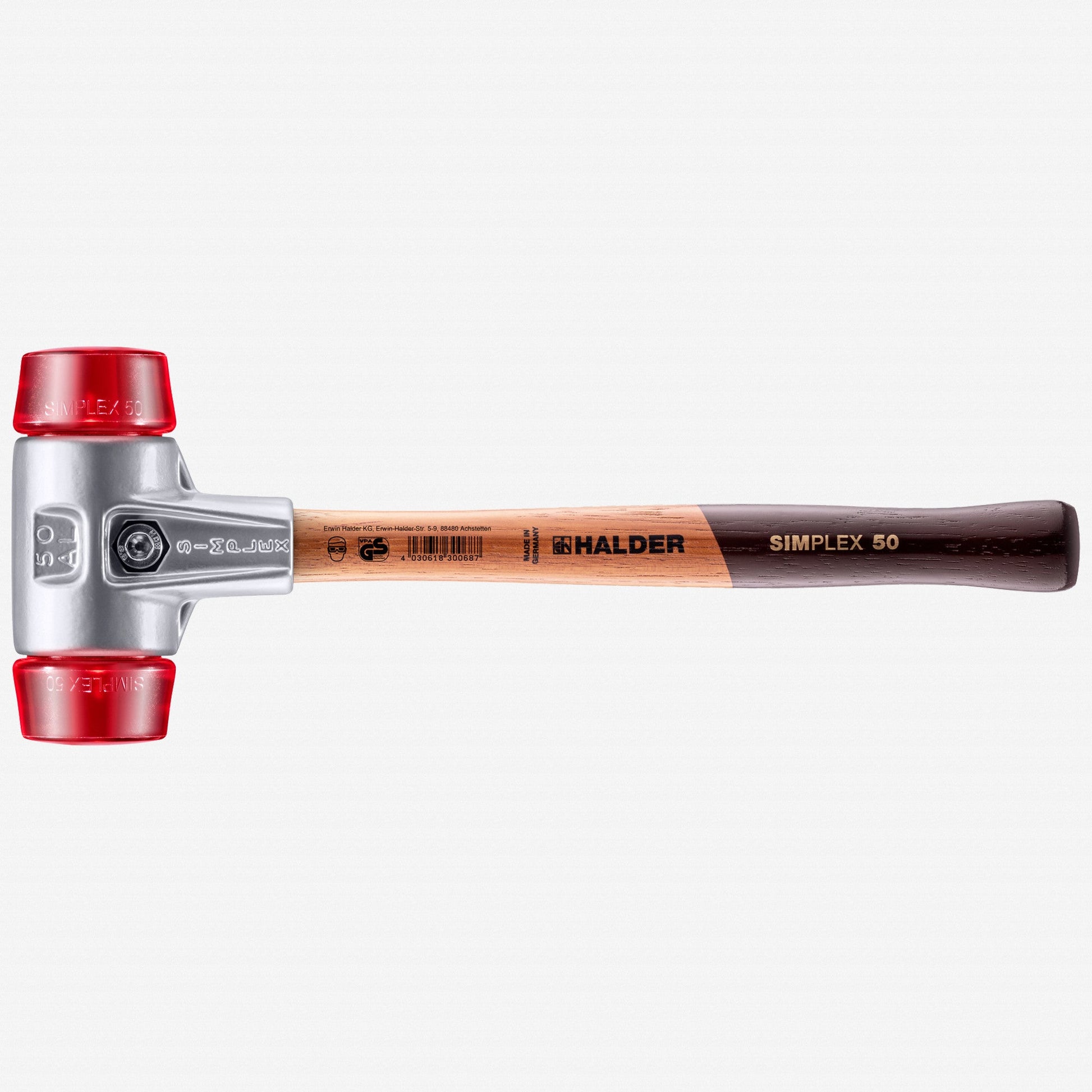 Halder Simplex Mallet with Red Acetate Plastic Inserts and Lightweight Aluminum Housing, 1.97" / 25.4 oz. - HA3106.050 - KC Tool