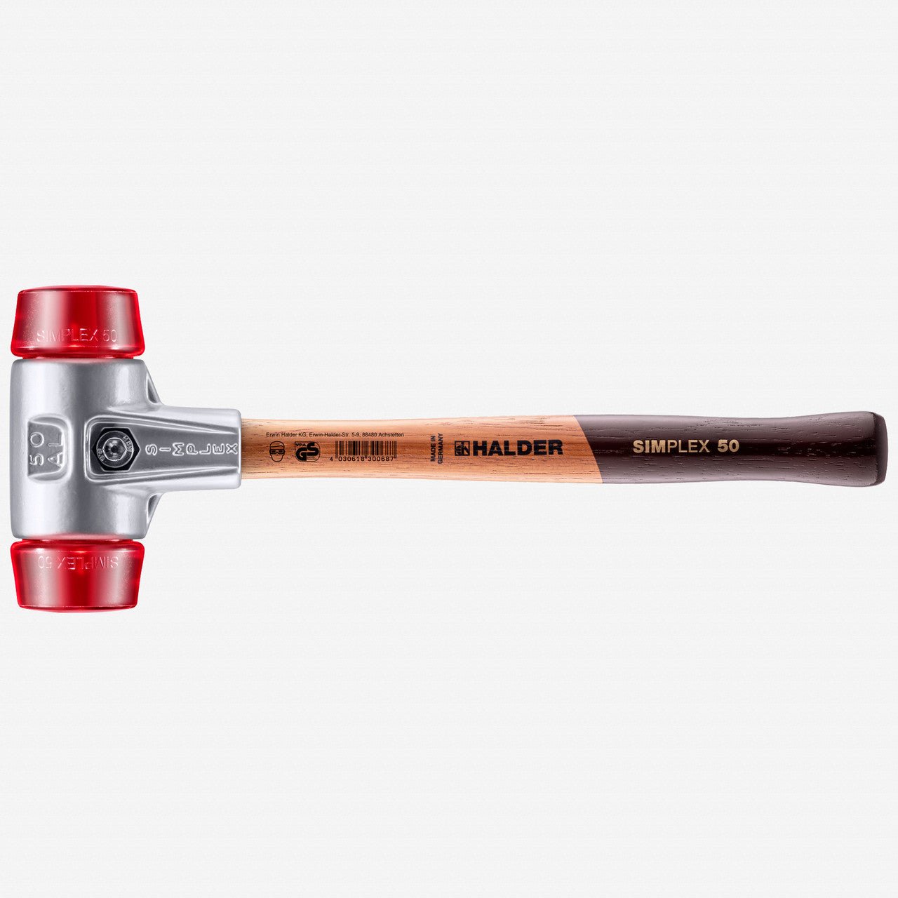 Halder Simplex Mallet with Red Acetate Plastic Inserts and Lightweight Aluminum Housing, 1.97" / 25.4 oz. - HA3106.050 - KC Tool
