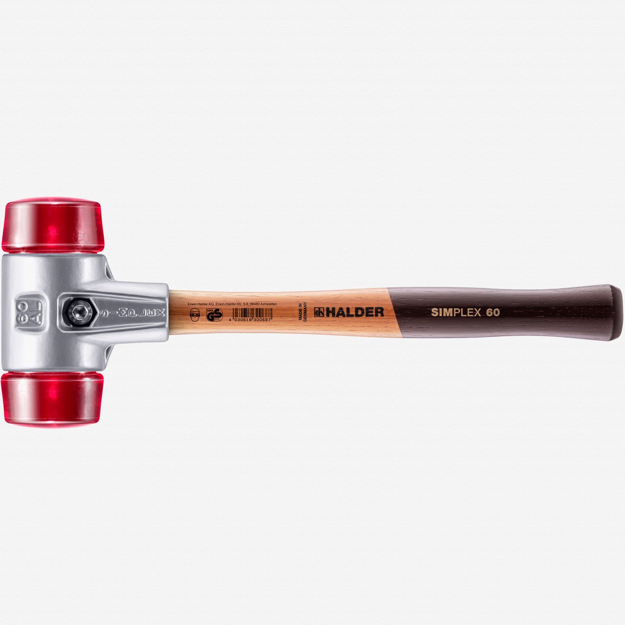 Halder Simplex Mallet with Red Acetate Plastic Inserts and Lightweight Aluminum Housing, 2.36" / 32.45 oz. - HA3106.060 - KC Tool