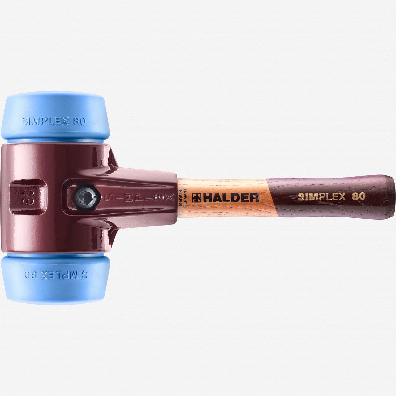 Halder Simplex Mallet with Soft Blue Rubber Inserts and Cast Iron Housing, Short Handle, 3.15"/ 94.36 oz - HA3001.082 - KC Tool