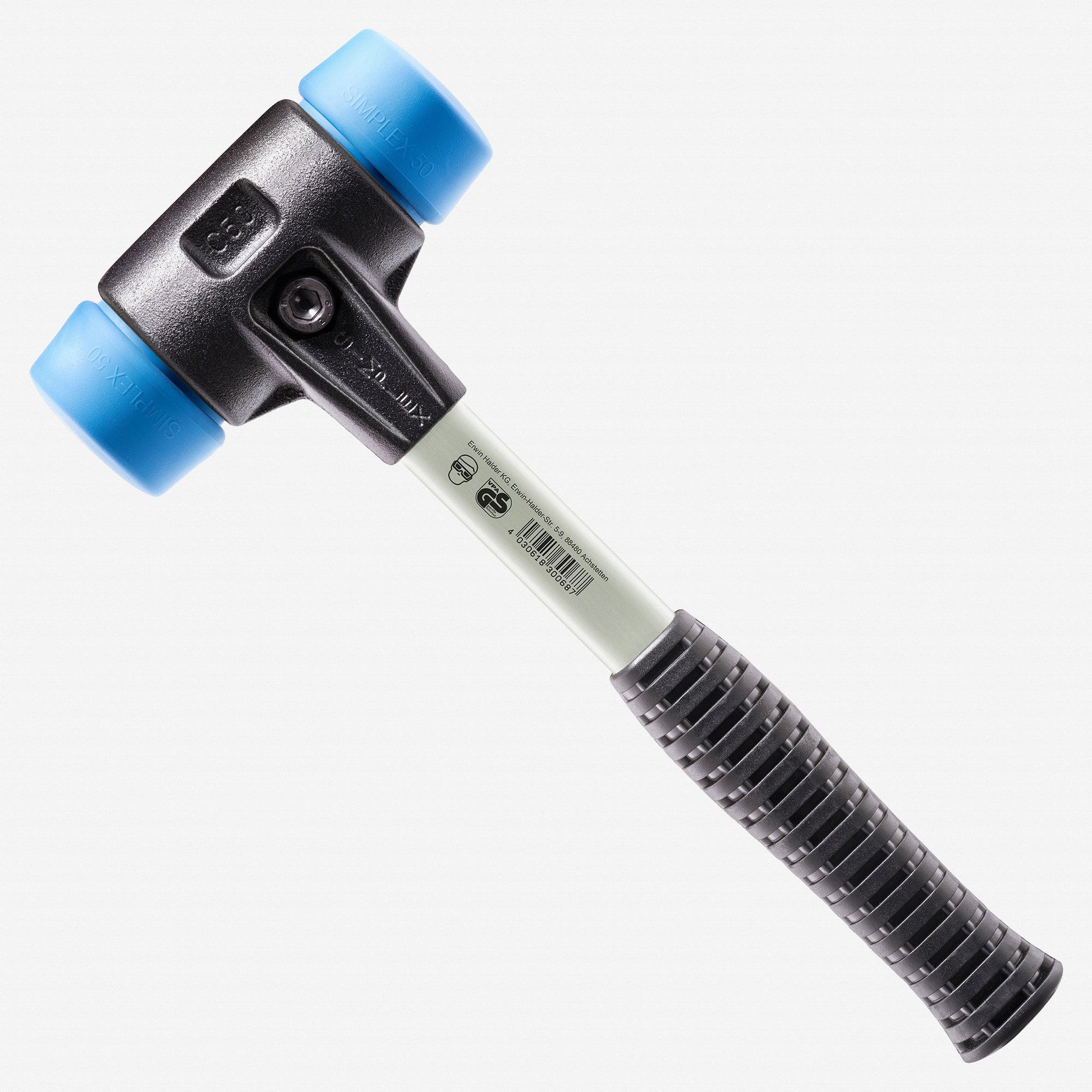 Halder Simplex Mallet with Soft Blue Rubber Inserts and Heavy Duty Reinforced Housing, 1.18" / 15.87 oz. - HA3701.030 - KC Tool