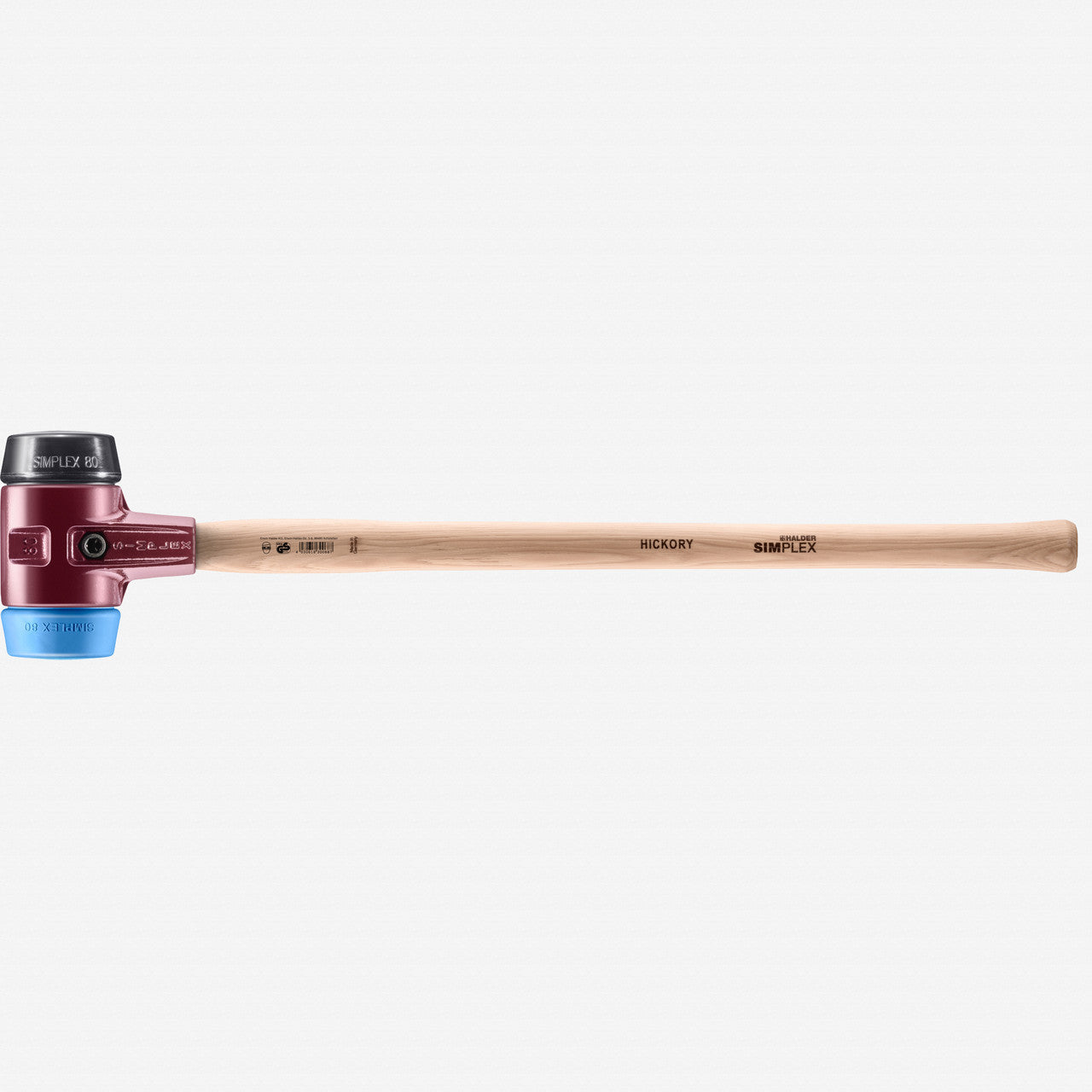 Halder Simplex Mallet with Soft Blue Rubber/Black Rubber Inserts and Cast Iron Housing, 3.15" / 113.05 oz. - HA3012.081 - KC Tool