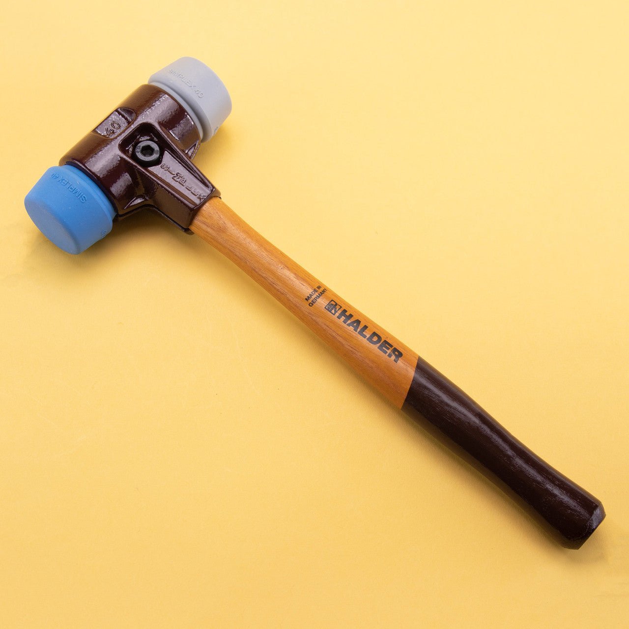 Halder Simplex Mallet with Soft Blue Rubber/Grey Rubber Inserts and Cast Iron Housing, 1.57" / 21.87 oz. - HA3013.040 - KC Tool