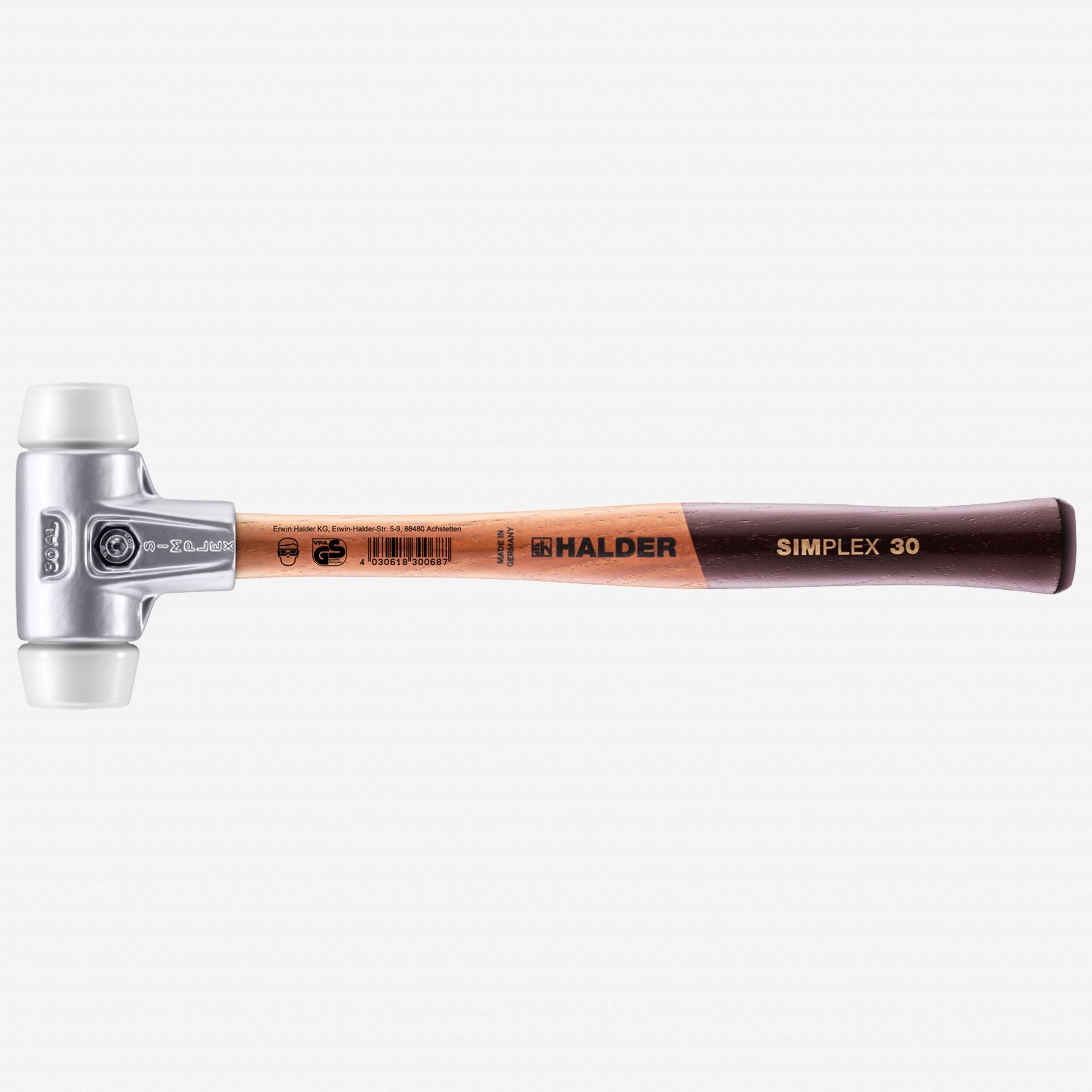 Halder Simplex Mallet with Superplastic Inserts and Lightweight Aluminum Housing, 1.18" / 7.58 oz. - HA3107.030 - KC Tool