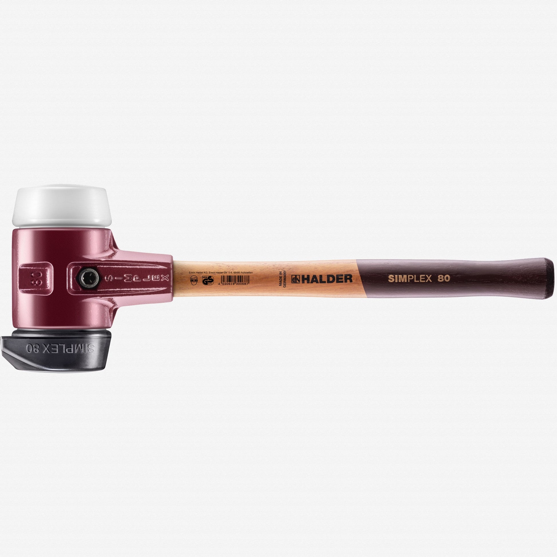 Halder Simplex Mallet with Superplastic/STAND-UP Black Rubber Inserts and Cast Iron Housing, 3.15" / 105.47 oz. - HA3027.280 - KC Tool