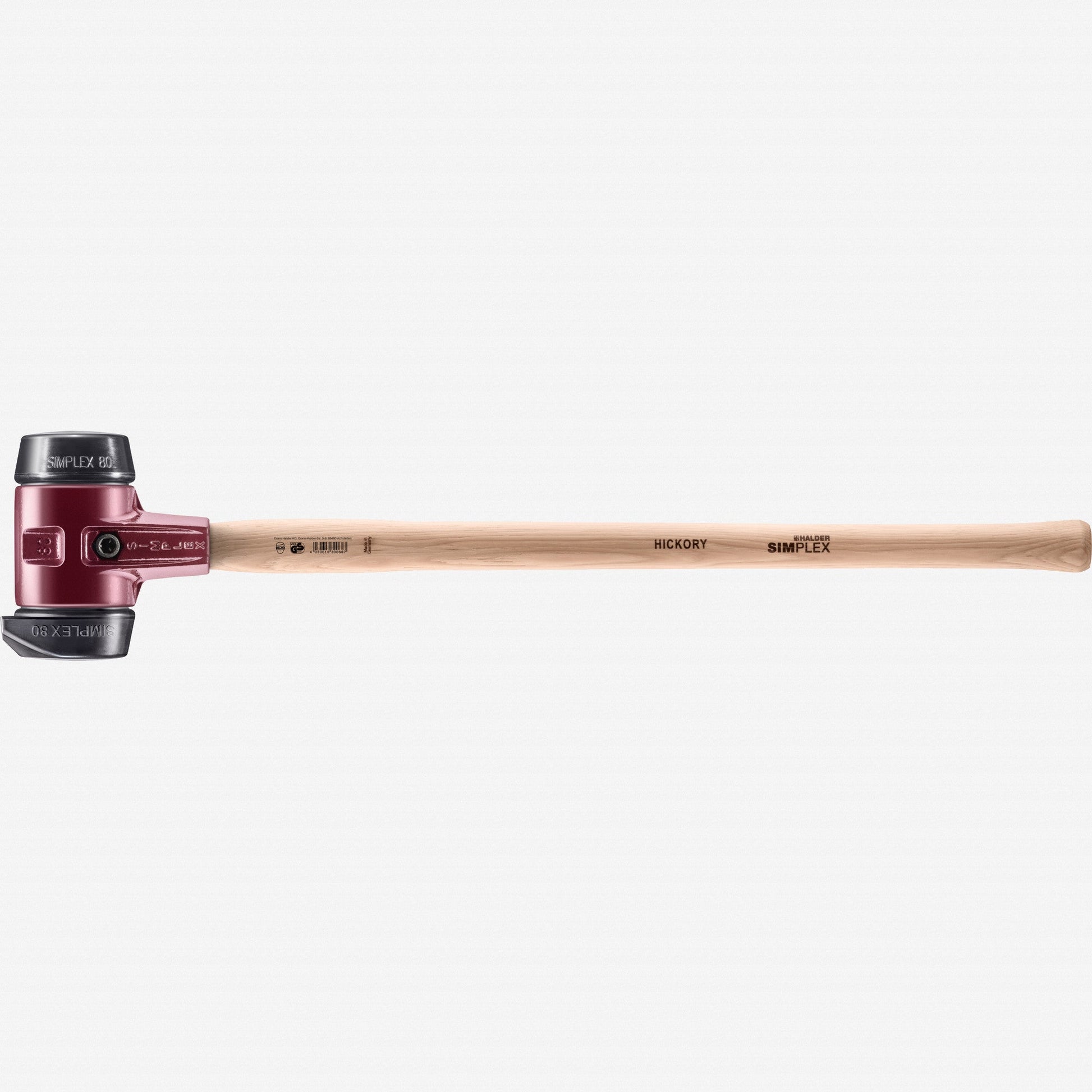 Halder Simplex Sledge Hammer with Black Rubber/STAND-UP Black Rubber Inserts and Cast Iron Housing, 3.15" / 117.11 oz. - HA3022.281 - KC Tool