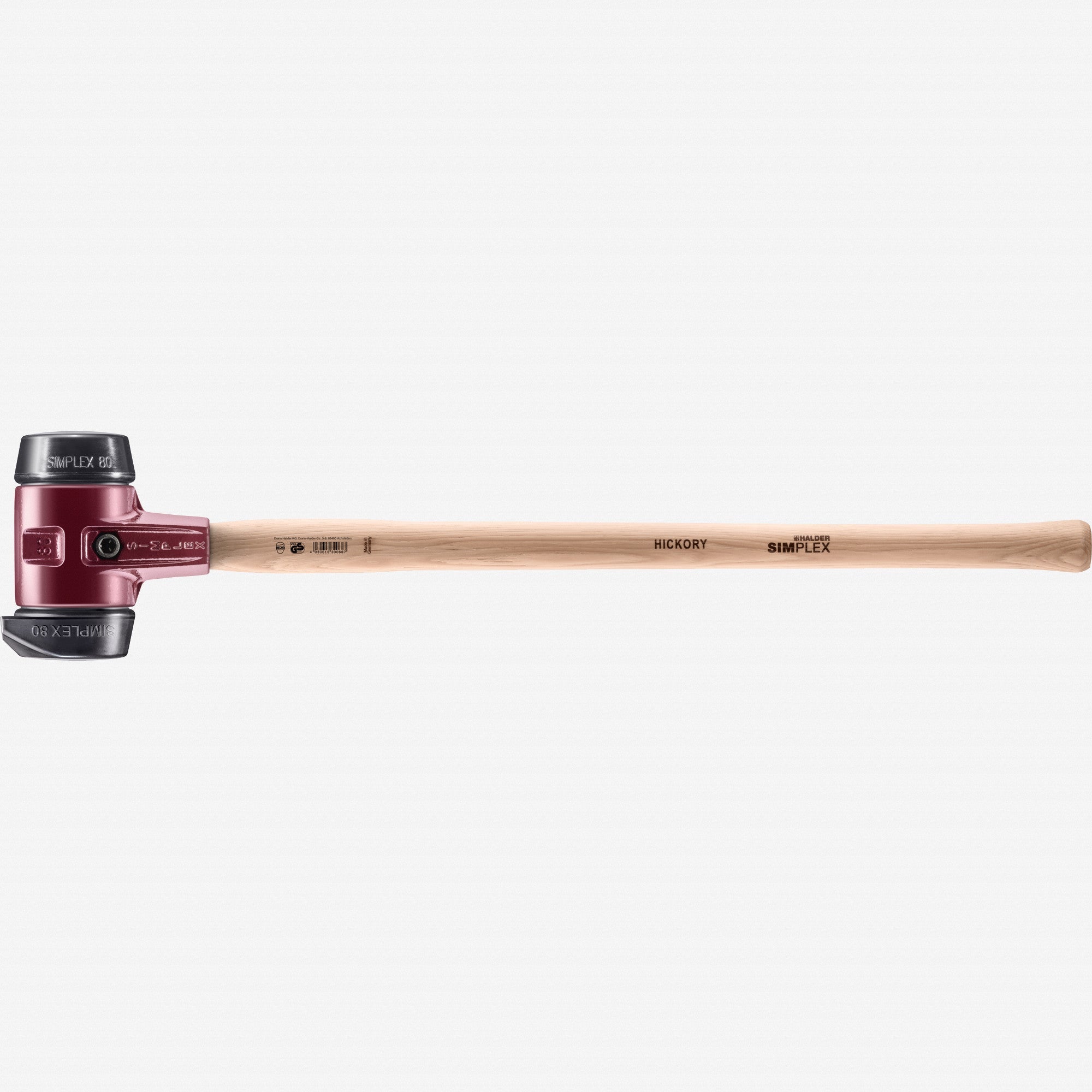 Halder Simplex Sledge Hammer with Black Rubber/STAND-UP Black Rubber Inserts and Cast Iron Housing, 3.15" / 117.11 oz. - HA3022.281 - KC Tool