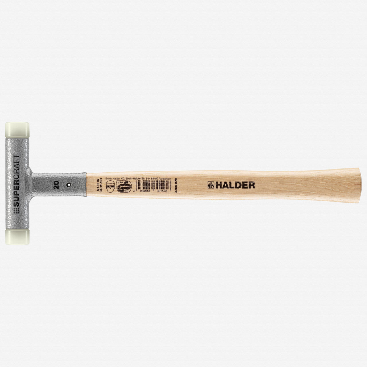 Halder Supercraft Dead Blow, Non - Rebounding Hammer with Nylon Face Inserts and Steel Housing, 0.79" / 8.64 oz. - HA3366.020 - KC Tool