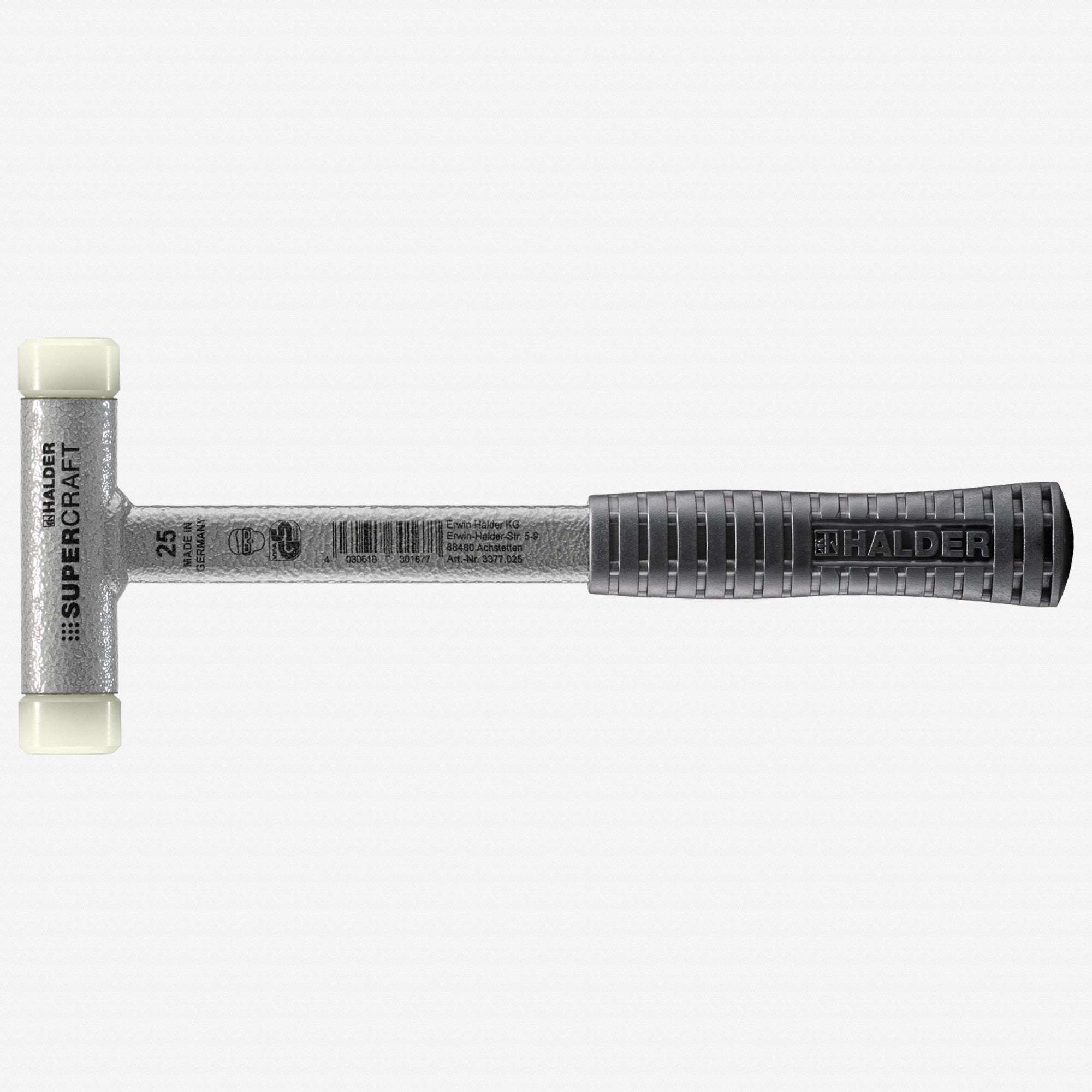 Halder Supercraft Dead Blow, Non-Rebounding Hammer with Nylon Face Inserts and Steel Housing, 0.98" / 13.58 oz. - HA3377.025 - KC Tool