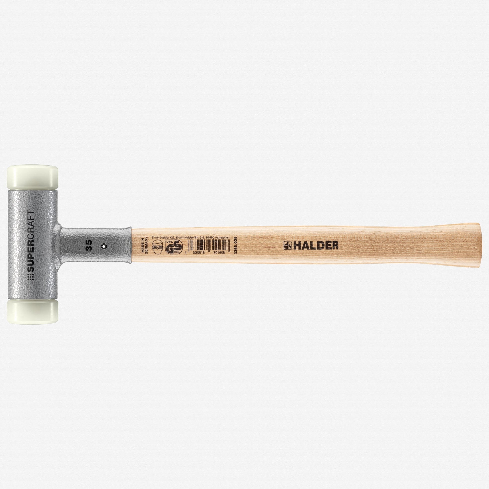 Halder Supercraft Dead Blow, Non-Rebounding Hammer with Nylon Face Inserts and Steel Housing, 1.38" / 19.75 oz. - HA3366.035 - KC Tool