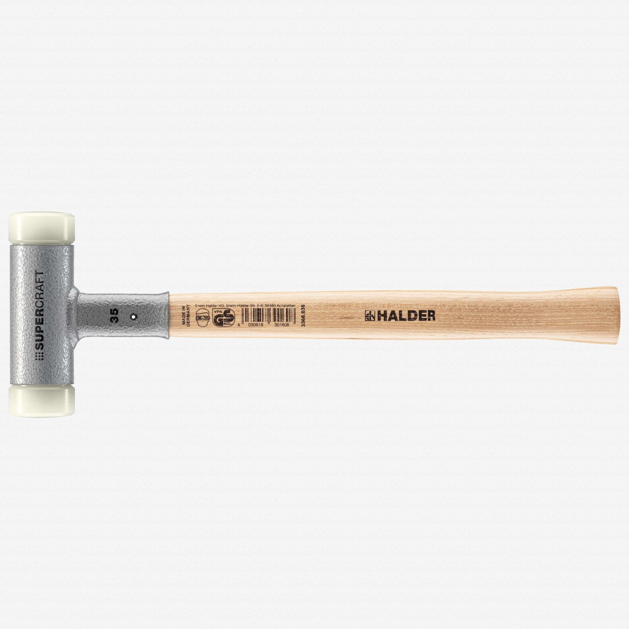 Halder Supercraft Dead Blow, Non-Rebounding Hammer with Nylon Face Inserts and Steel Housing, 1.38" / 19.75 oz. - HA3366.035 - KC Tool