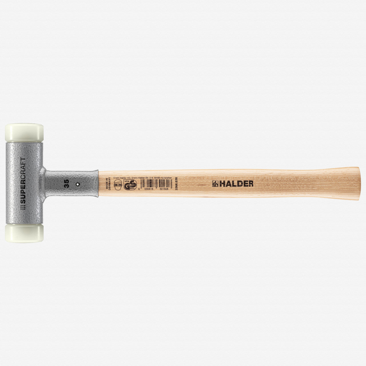 Halder Supercraft Dead Blow, Non - Rebounding Hammer with Nylon Face Inserts and Steel Housing, 1.38" / 19.75 oz. - HA3366.035 - KC Tool