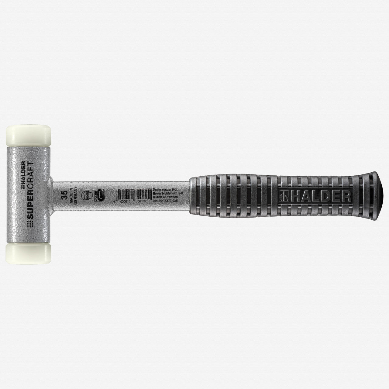 Halder Supercraft Dead Blow, Non - Rebounding Hammer with Nylon Face Inserts and Steel Housing, 1.38" / 24.34 oz. - HA3377.035 - KC Tool