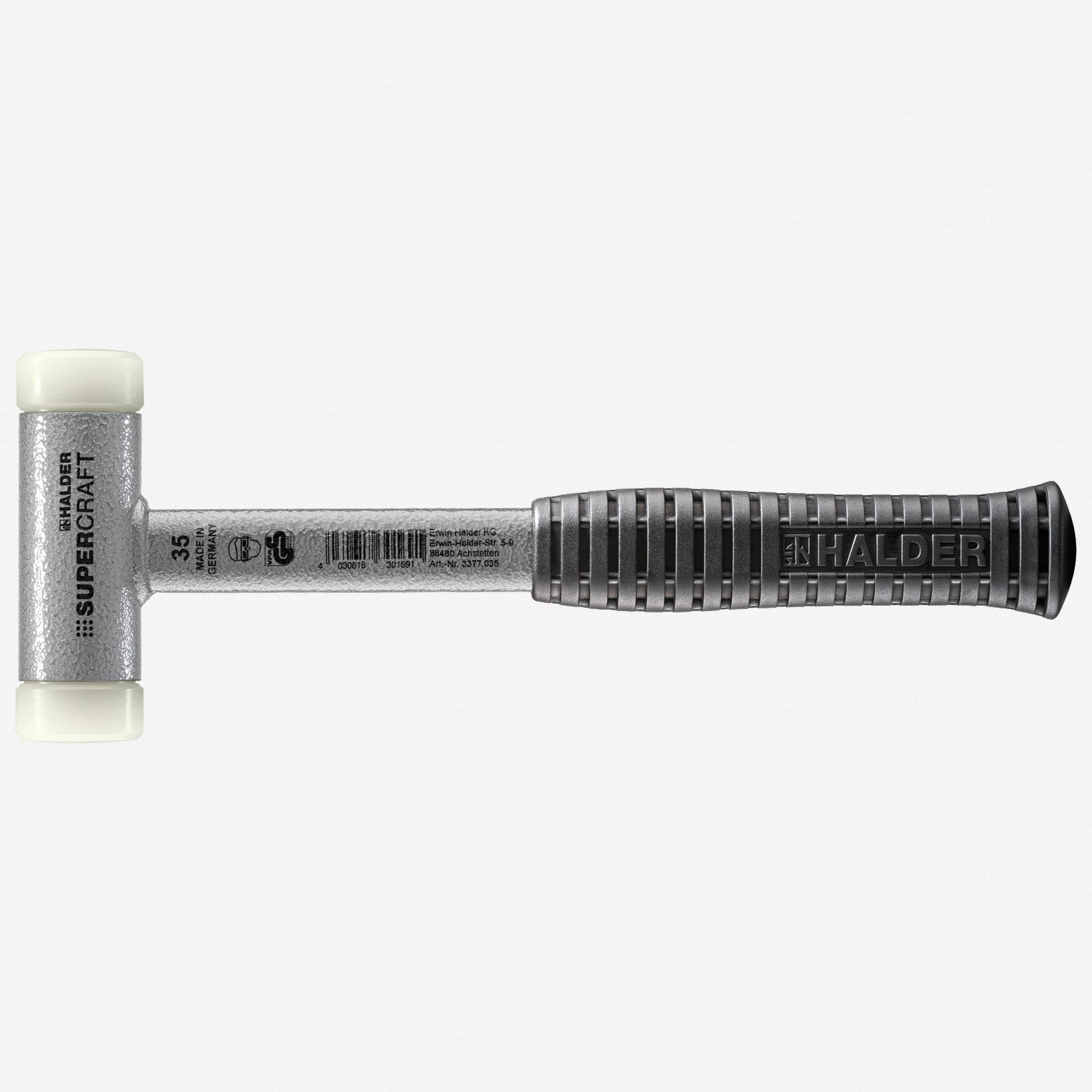 Halder Supercraft Dead Blow, Non-Rebounding Hammer with Nylon Face Inserts and Steel Housing, 1.38" / 24.34 oz. - HA3377.035 - KC Tool