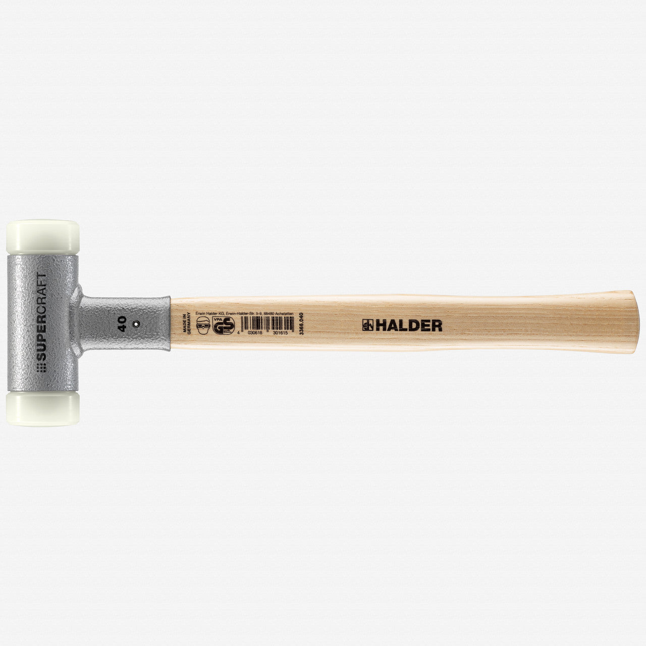 Halder Supercraft Dead Blow, Non - Rebounding Hammer with Nylon Face Inserts and Steel Housing, 1.57" / 25.22 oz. - HA3366.040 - KC Tool