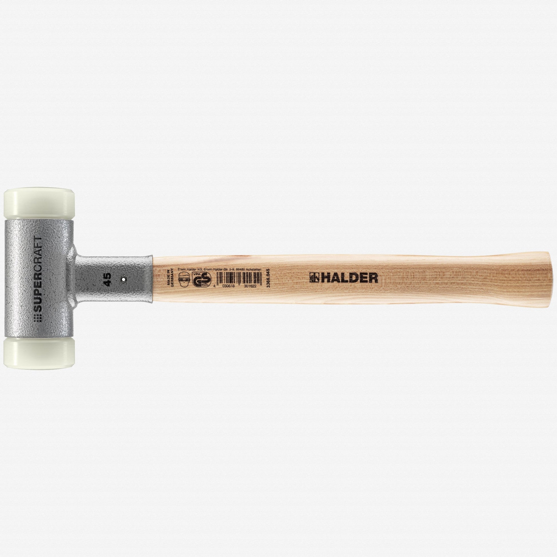 Halder Supercraft Dead Blow, Non-Rebounding Hammer with Nylon Face Inserts and Steel Housing, 1.77" / 29.28 oz. - HA3366.045 - KC Tool