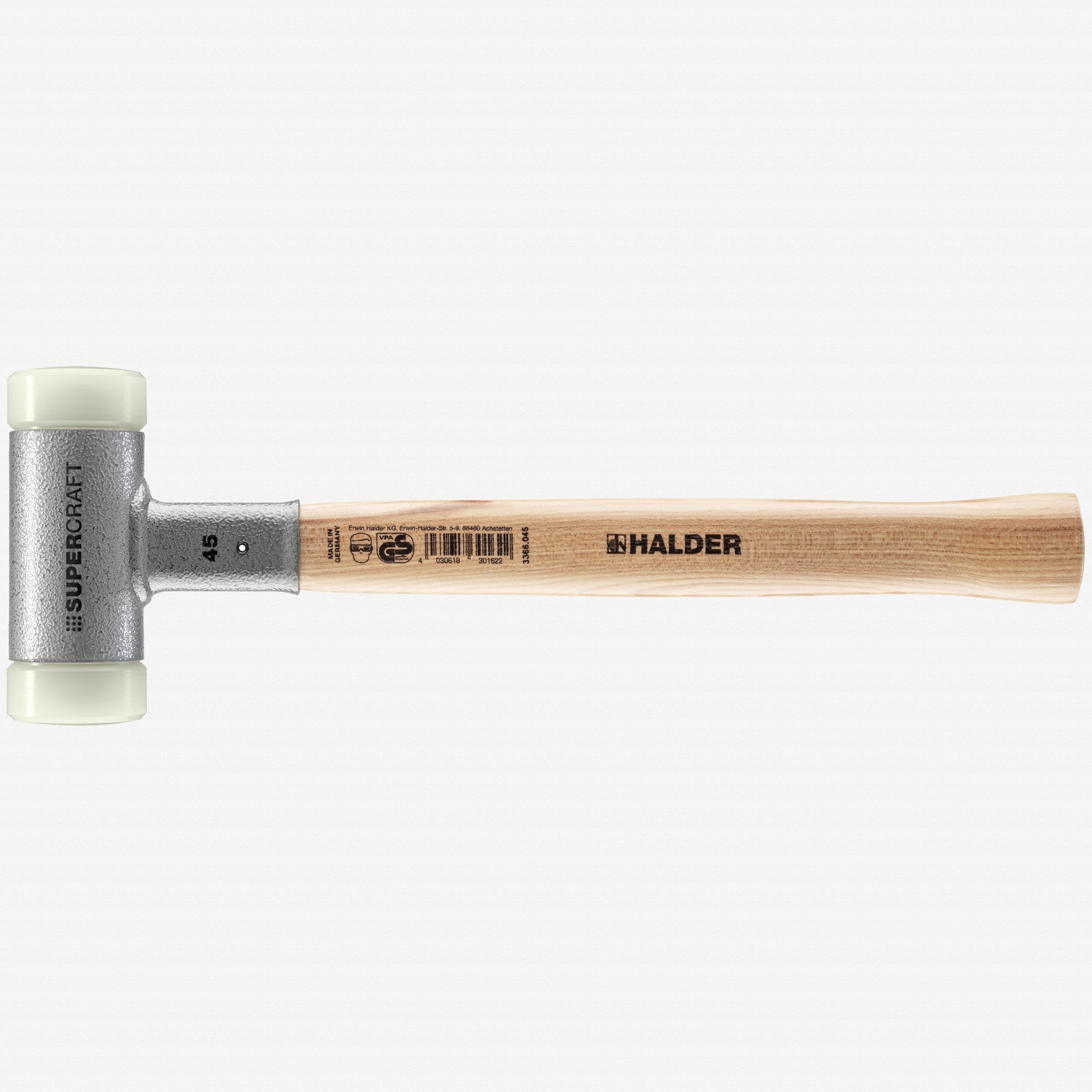 Halder Supercraft Dead Blow, Non-Rebounding Hammer with Nylon Face Inserts and Steel Housing, 1.77" / 29.28 oz. - HA3366.045 - KC Tool