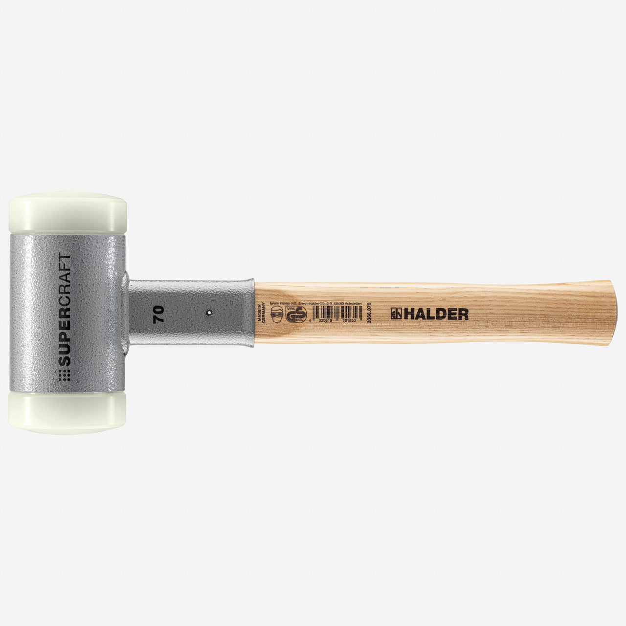 Halder Supercraft Dead Blow, Non - Rebounding Hammer with Nylon Face Inserts and Steel Housing, 2.76" / 78.13 oz. - HA3366.070 - KC Tool