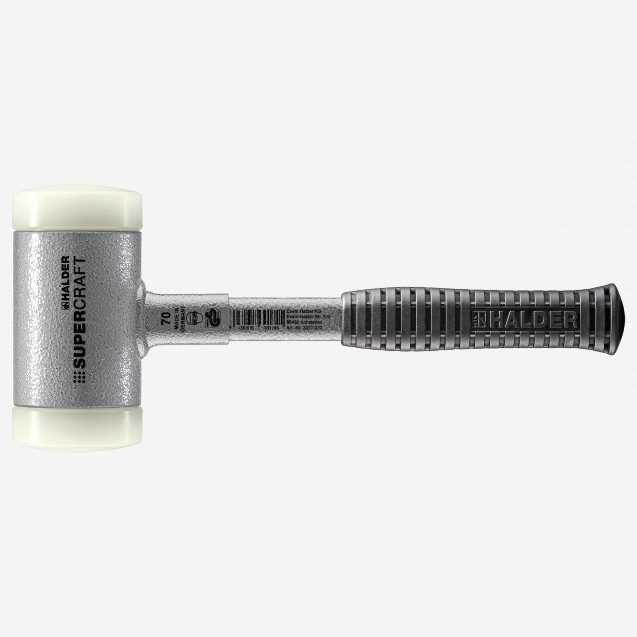 Halder Supercraft Dead Blow, Non - Rebounding Hammer with Nylon Face Inserts and Steel Housing, 2.76" / 79.37 oz. - HA3377.070 - KC Tool
