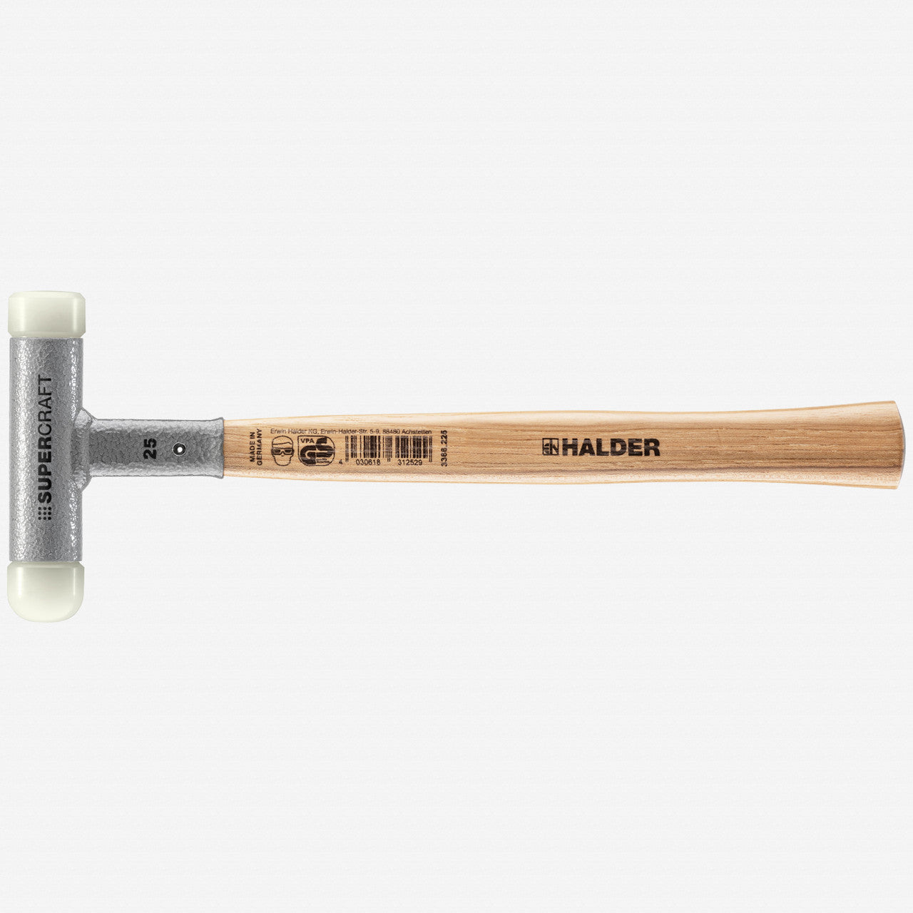 Halder Supercraft Dead Blow, Non - Rebounding Hammer with Rounded + Flat Nylon Face Inserts and Steel Housing, 0.98" / 11.46 oz. - HA3366.225 - KC Tool