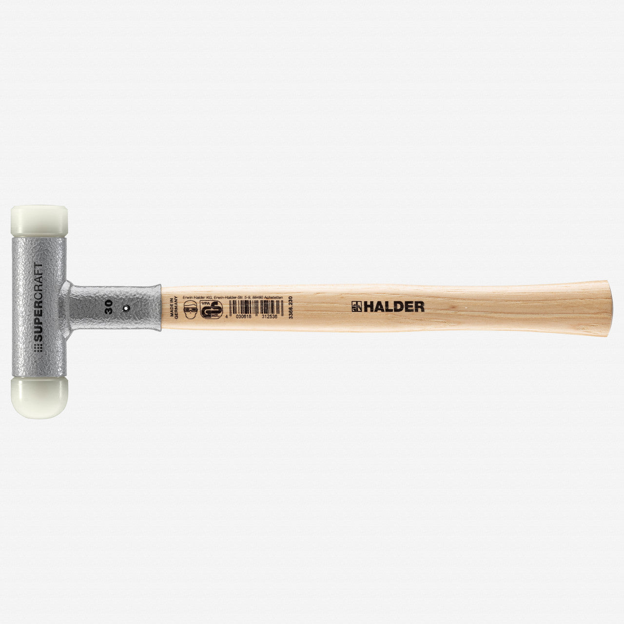 Halder Supercraft Dead Blow, Non - Rebounding Hammer with Rounded + Flat Nylon Face Inserts and Steel Housing, 1.18" / 16.23 oz. - HA3366.230 - KC Tool