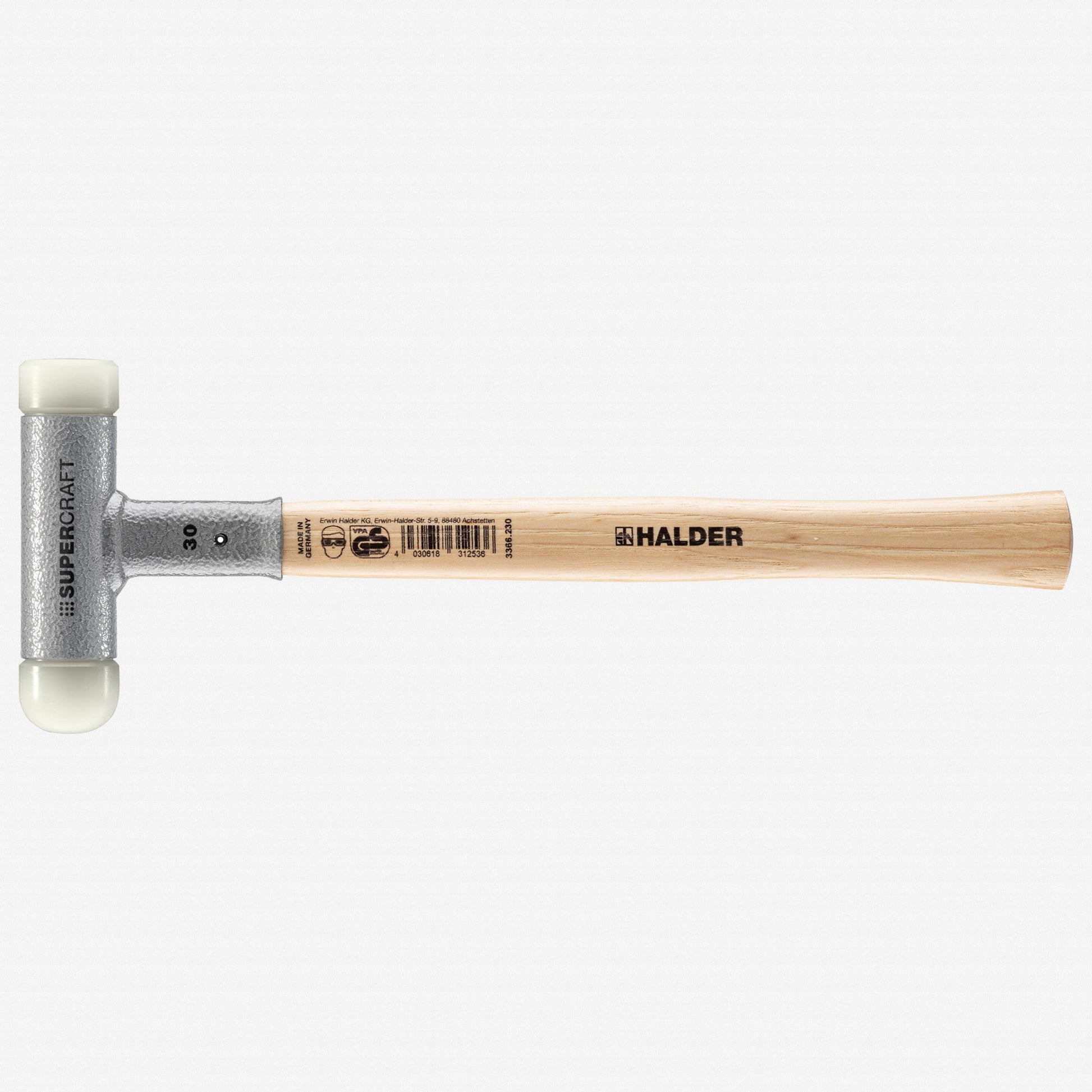 Halder Supercraft Dead Blow, Non-Rebounding Mallet with Rounded + Flat Nylon Face Inserts and Steel Housing, 1.18" / 16.23 oz. - HA3366.230 - KC Tool