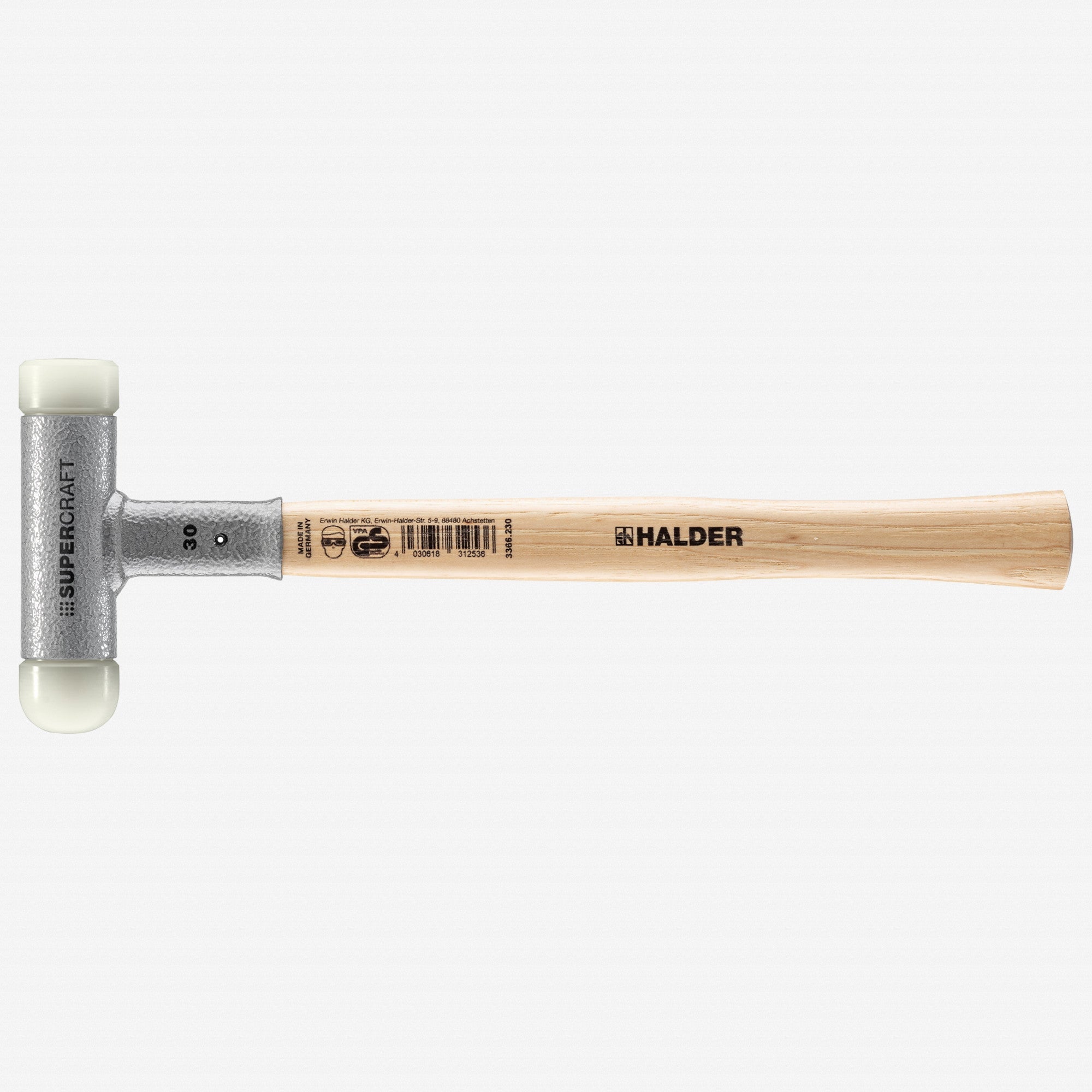 Halder Supercraft Dead Blow, Non-Rebounding Mallet with Rounded + Flat Nylon Face Inserts and Steel Housing, 1.18" / 16.23 oz. - HA3366.230 - KC Tool