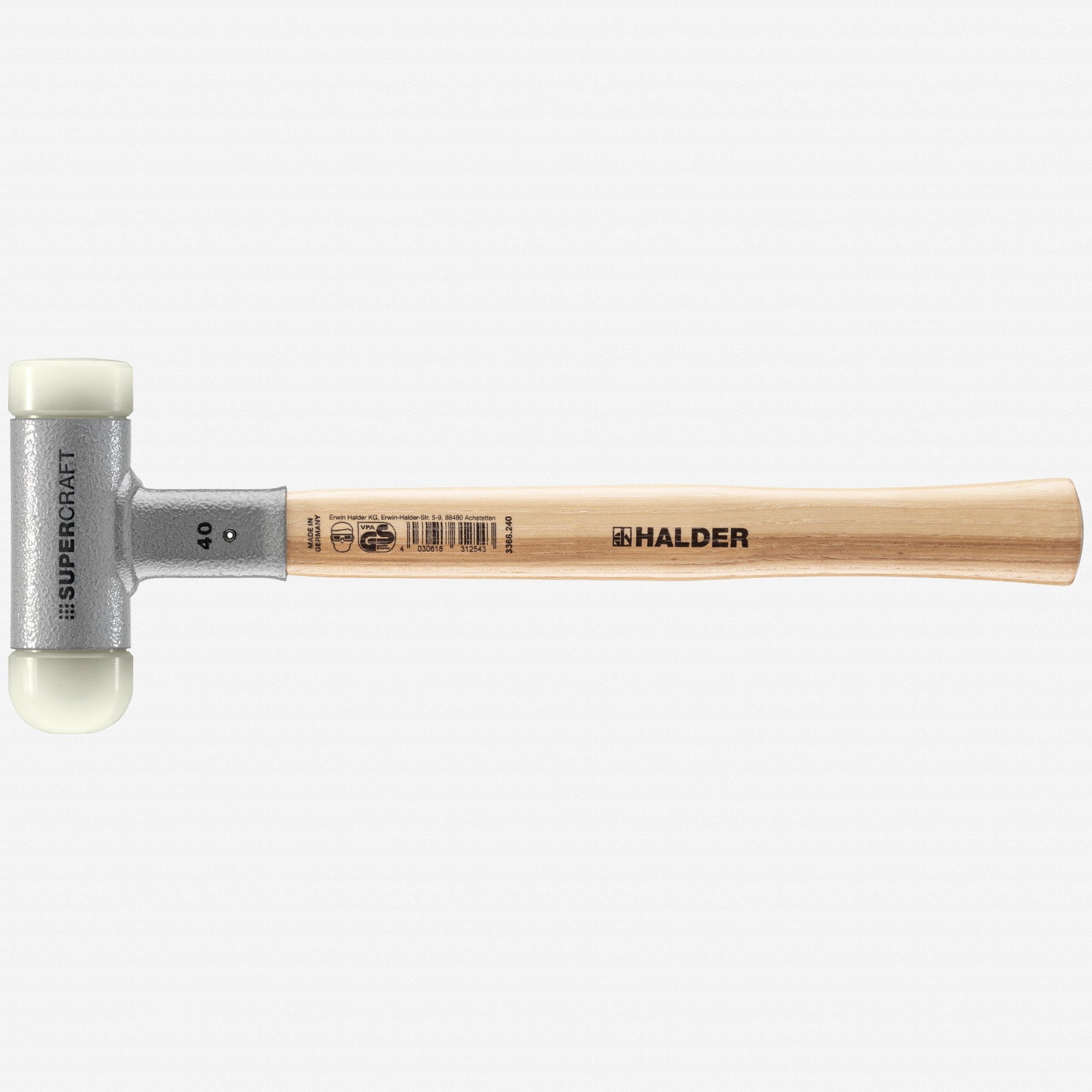 Halder Supercraft Dead Blow, Non-Rebounding Mallet with Rounded + Flat Nylon Face Inserts and Steel Housing, 1.57" / 25.22 oz. - HA3366.240 - KC Tool