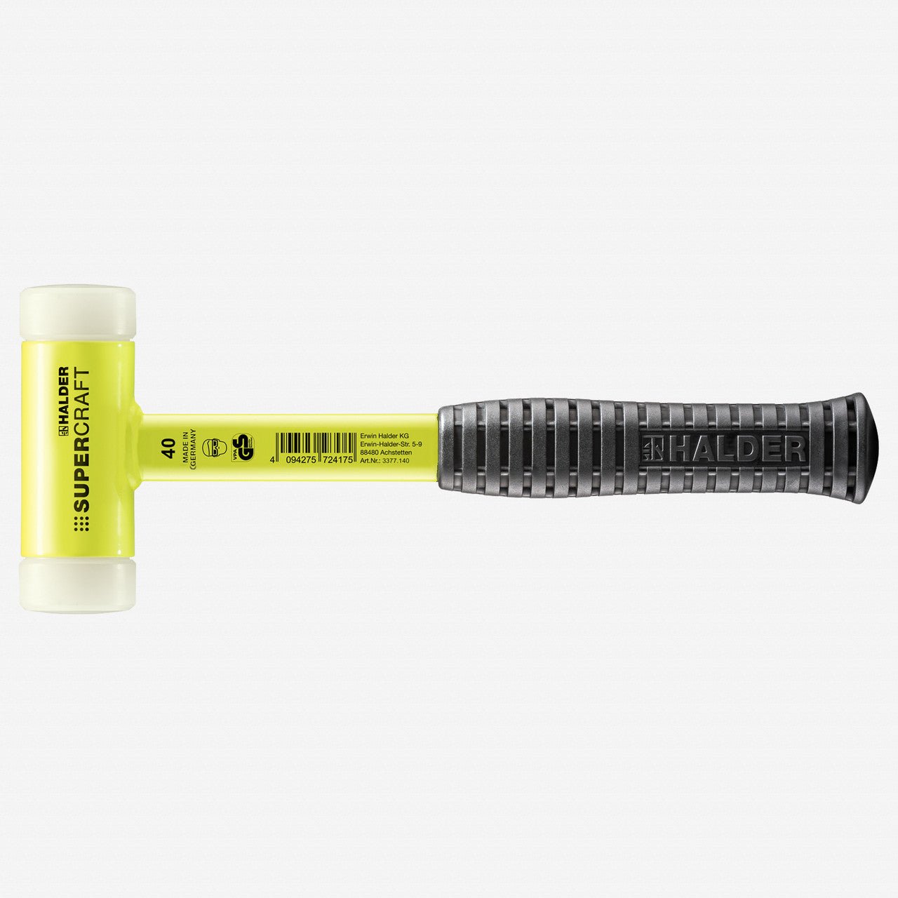 Halder Supercraft HI - VIZ Dead Blow, Non - Rebounding Hammer with Nylon Face Inserts and Steel Housing, 1.57" / 28.4 oz. - HA3377.140 - KC Tool