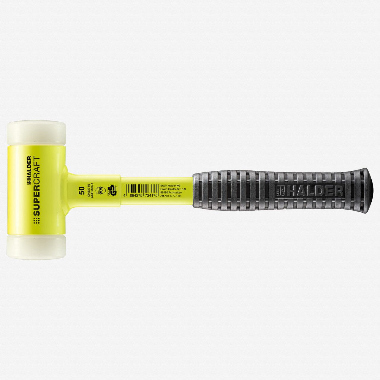 Halder Supercraft HI - VIZ Dead Blow, Non - Rebounding Hammer with Nylon Face Inserts and Steel Housing, 1.97" / 40.57 oz. - HA3377.150 - KC Tool