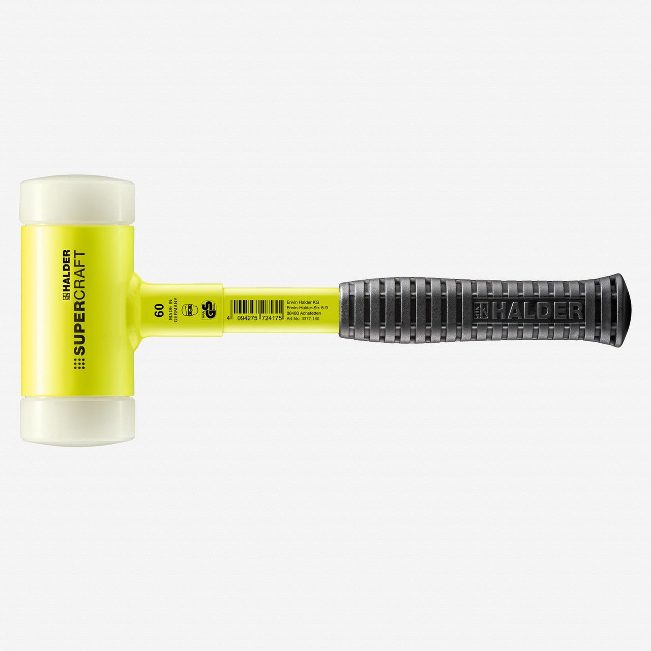 Halder Supercraft HI - VIZ Dead Blow, Non - Rebounding Hammer with Nylon Face Inserts and Steel Housing, 2.36" / 61.73 oz. - HA3377.160 - KC Tool