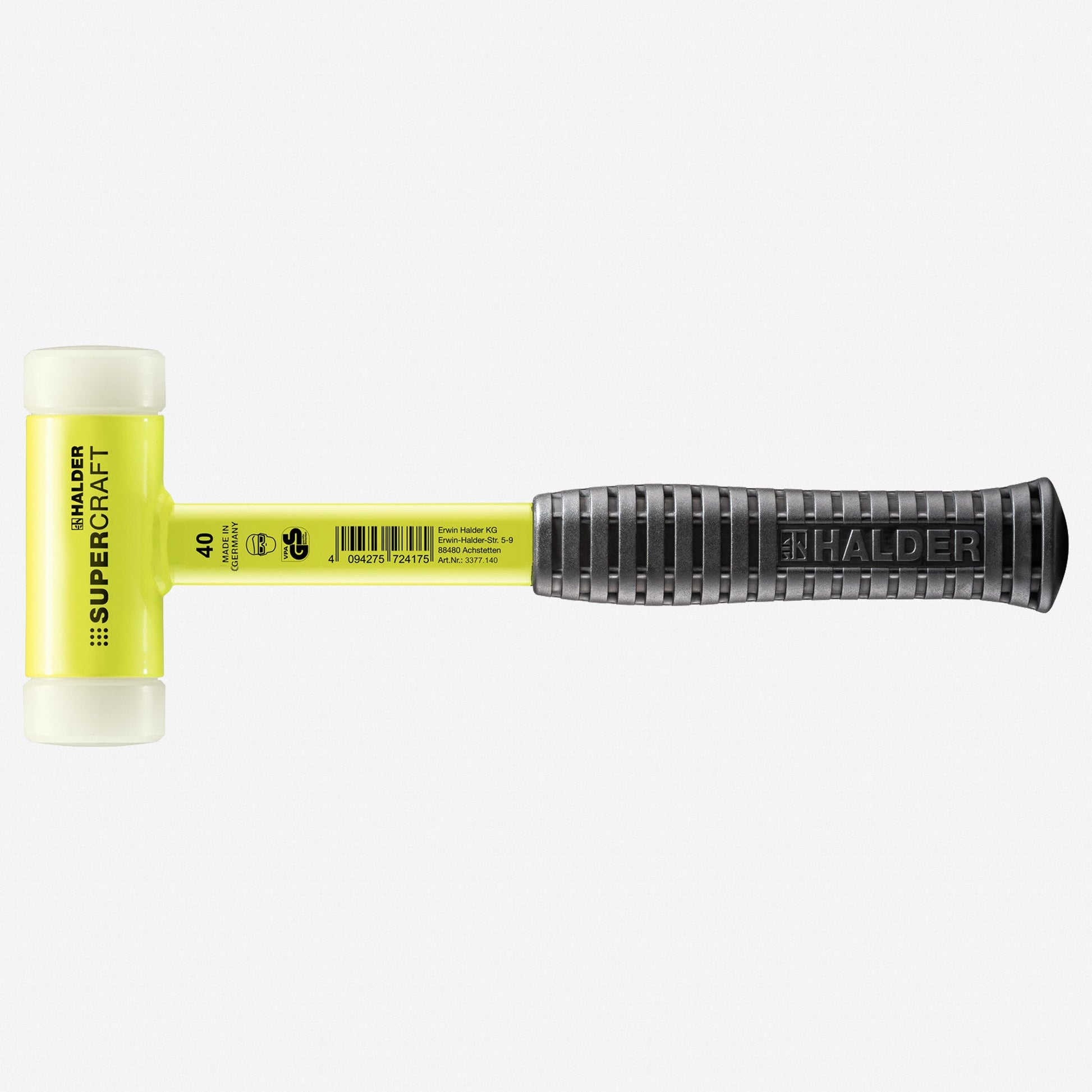 Halder Supercraft HI-VIZ Dead Blow, Non-Rebounding Mallet with Nylon Face Inserts and Steel Housing, 1.57" / 28.4 oz. - HA3377.140 - KC Tool