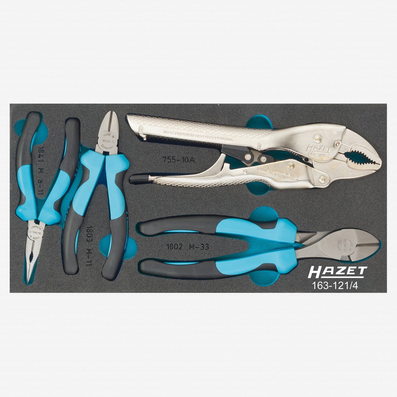 Hazet 163-121/4 Pliers Set in Foam Tray, 4 Pieces - HZ163-121/4 - KC Tool