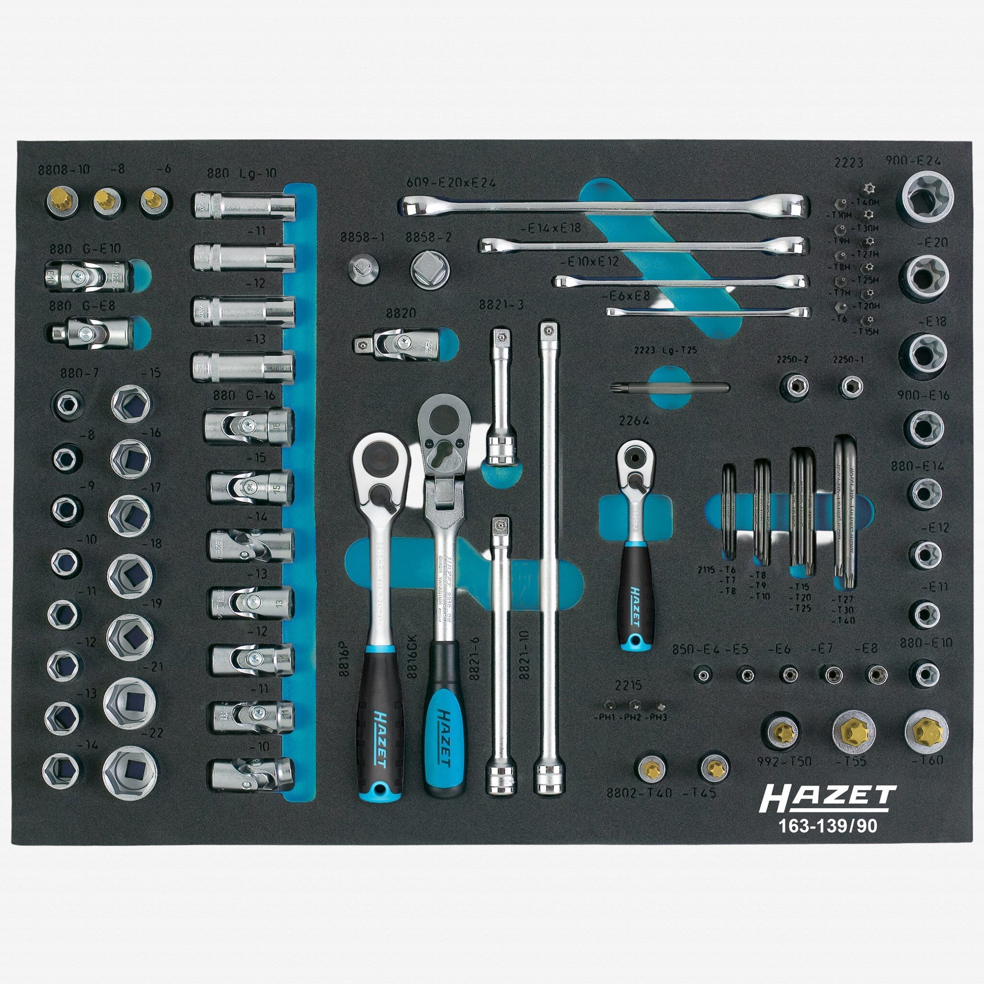 Hazet 163-139/90 1/4", 3/8", 1/2" Metric Socket Set, 90 Pieces - HZ163-139/90 - KC Tool