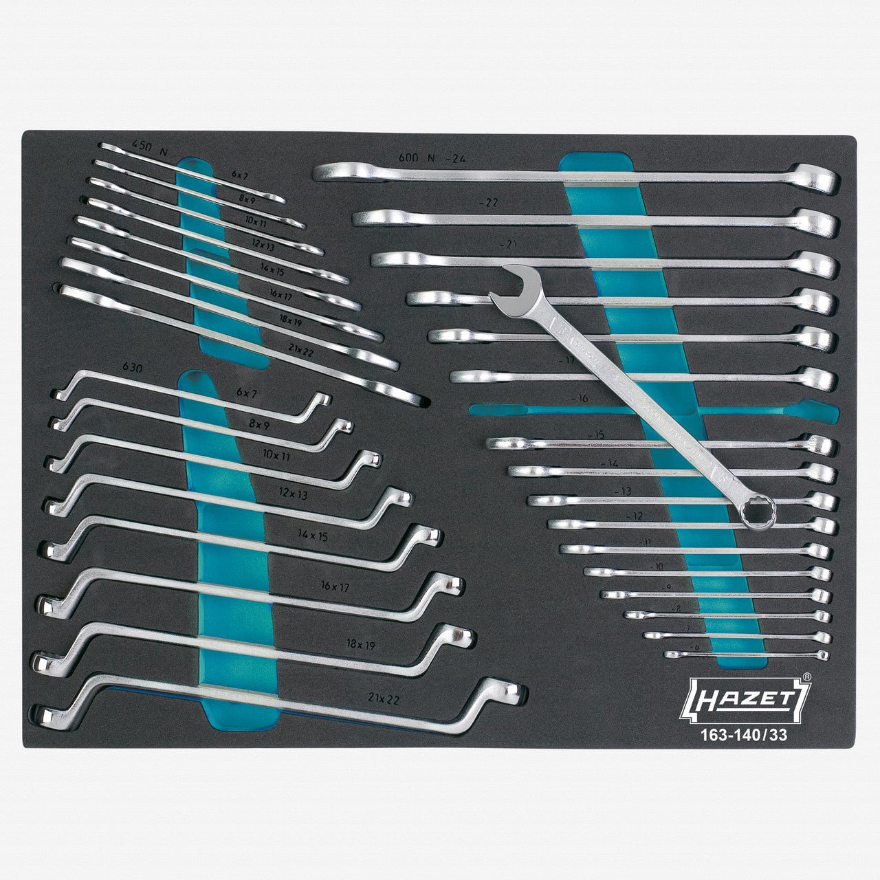 Hazet 163 - 140/33 Metric Wrench Set, 6 - 24 mm, 33 Pieces - HZ163-140/33 - KC Tool