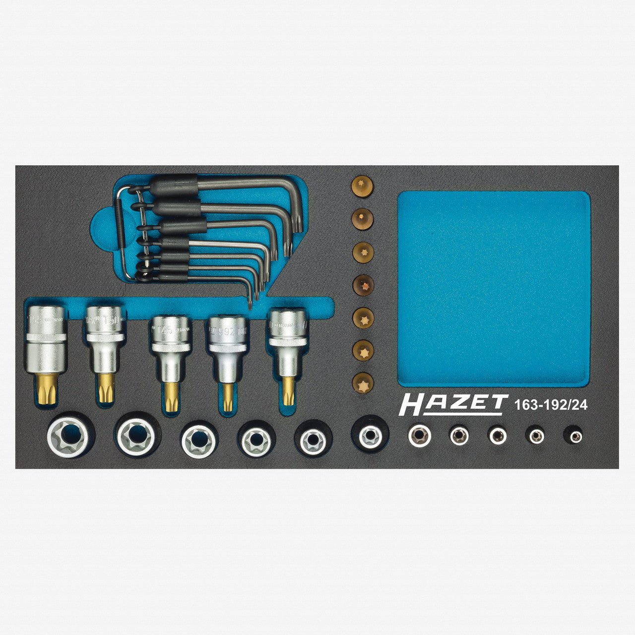 Hazet 163 - 192/24 1/2" and 1/4" Torx Socket Set, 24 PIeces - HZ163-192/24 - KC Tool