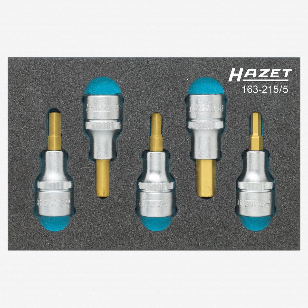 Hazet 163-215/5 1/2" Metric Hex Bit Socket Set, 5 - 10 mm, 5 Pieces - HZ163-215/5 - KC Tool