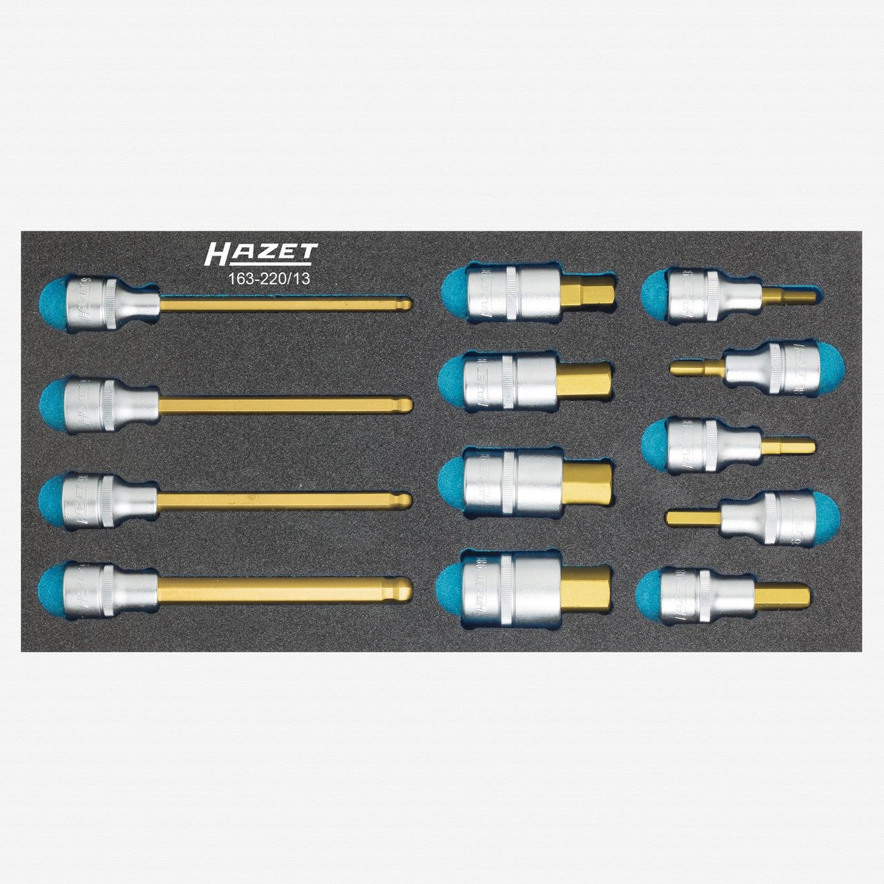Hazet 163 - 220/13 1/2" Metric Hex Bit Socket Set, 5 - 19 mm, 13 Pieces - HZ163-220/13 - KC Tool