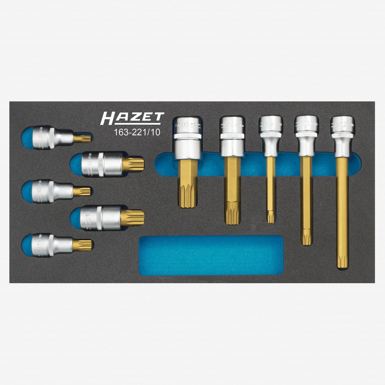Hazet 163 - 221/10 1/2" XZN Bit Socket Set, 10 Pieces - HZ163-221/10 - KC Tool