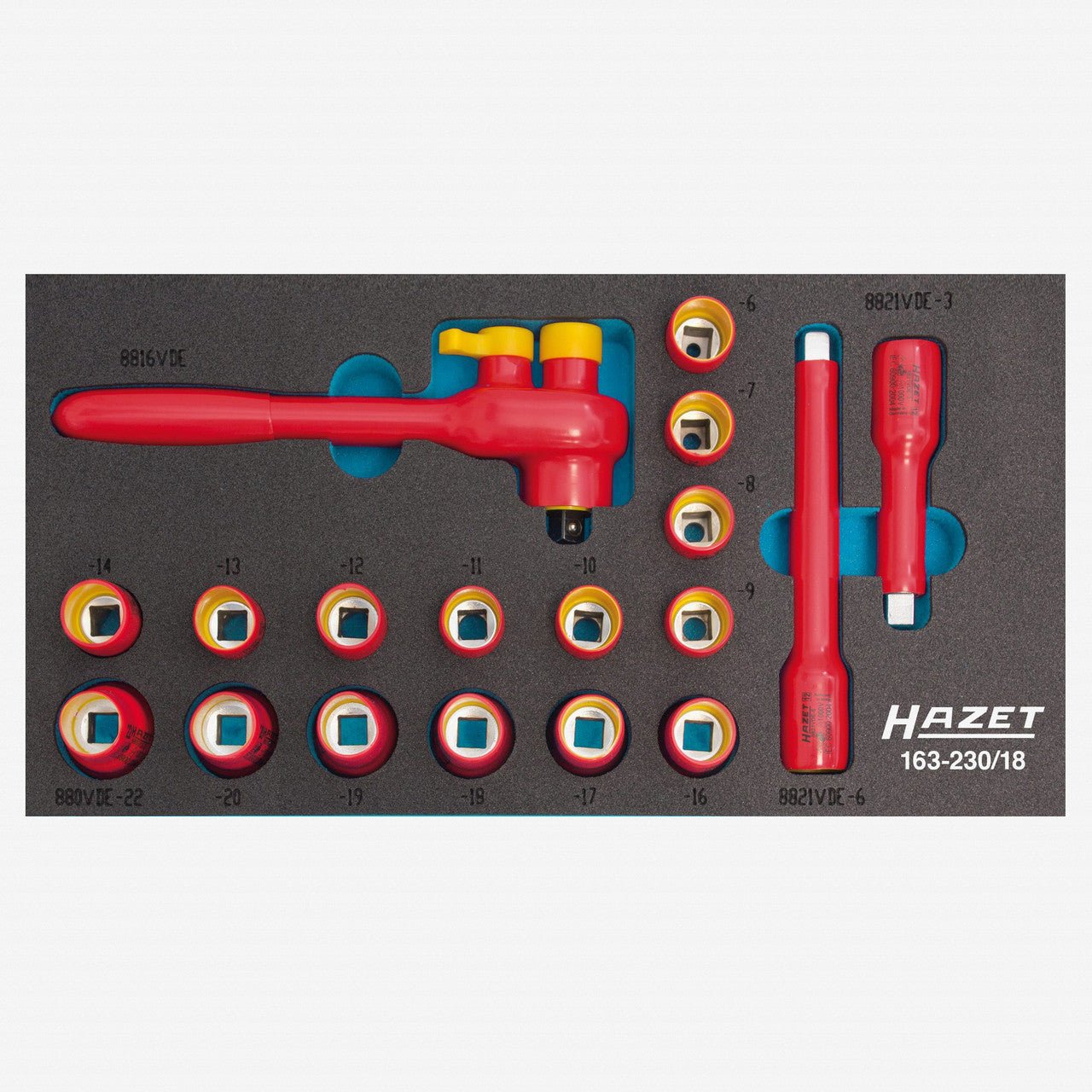 Hazet 163-230/18 VDE socket set - HZ163-230/18 - KC Tool