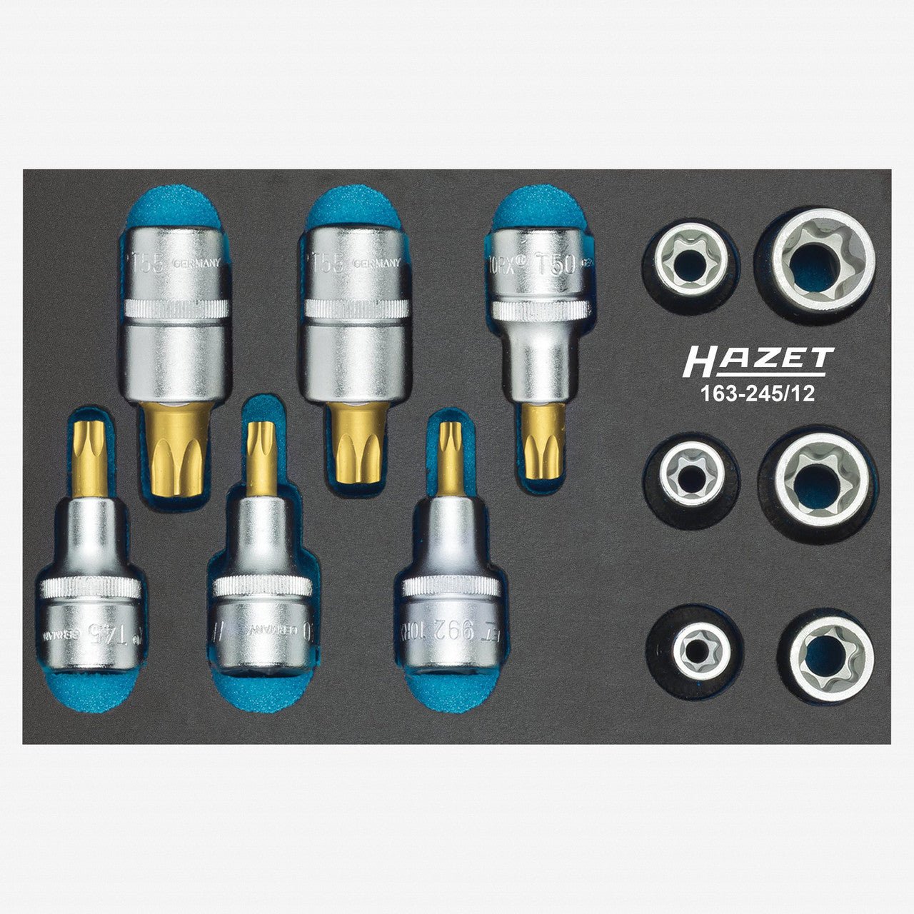Hazet 163-245/12 1/2" Internal and External TORX® Socket Set, 12 Pieces - HZ163-245/12 - KC Tool