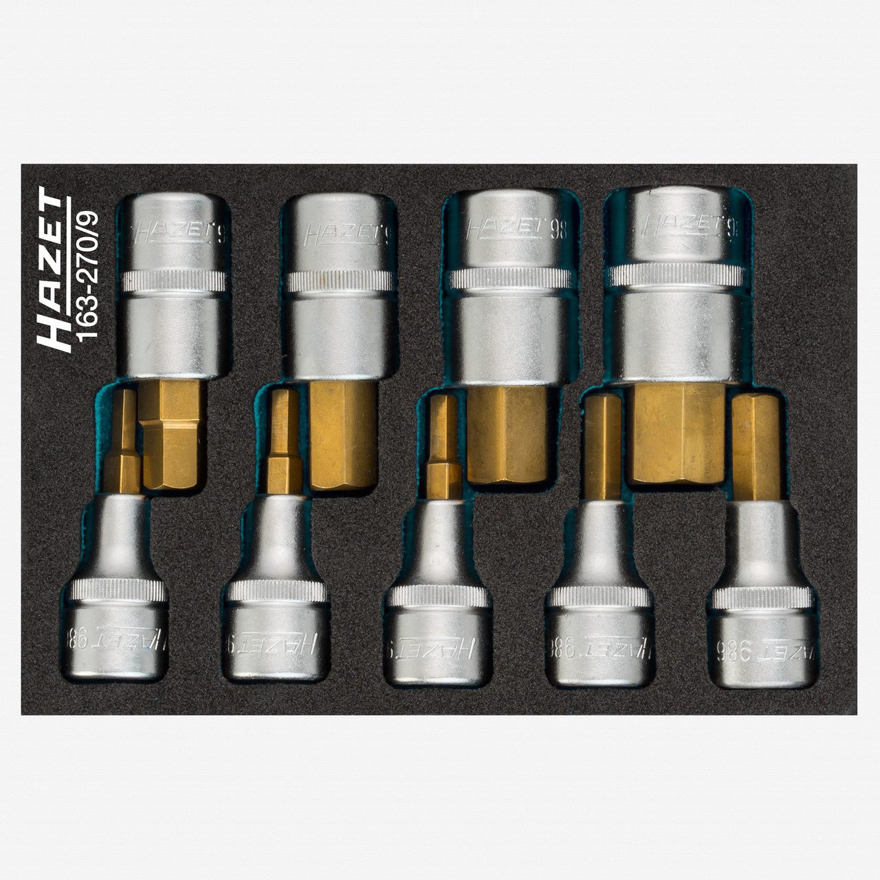 Hazet 163 - 270/9 1/2" Drive Metric Hex Bit Socket Set, 9 PIeces - HZ163-270/9 - KC Tool