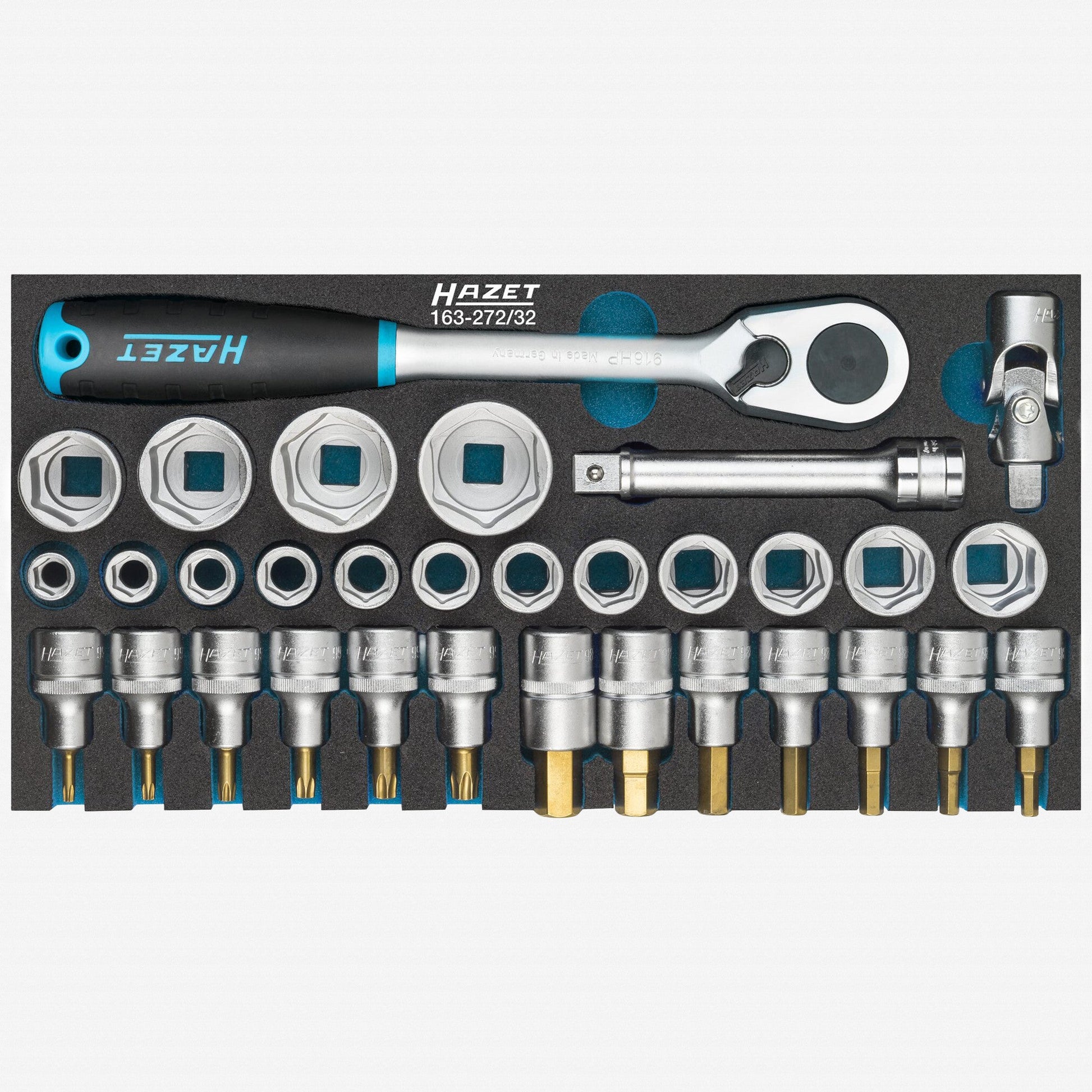 Hazet 163-272/32 1/2" Drive Socket Set, 32 Pieces - HZ163-272/32 - KC Tool