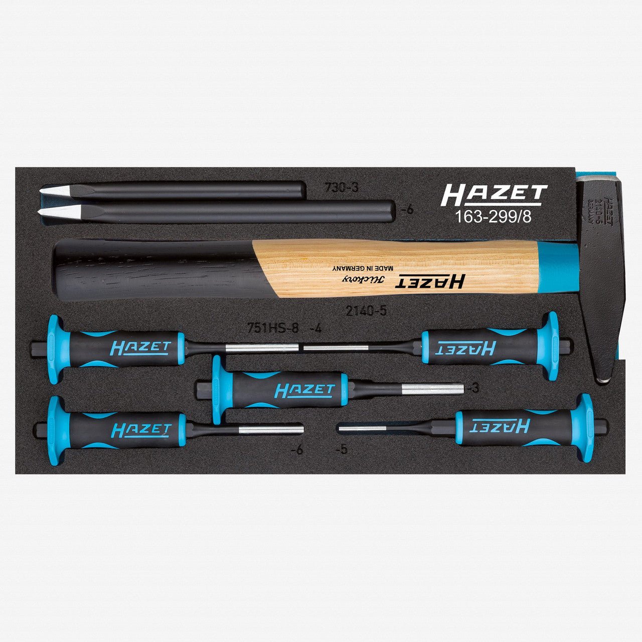 Hazet 163-299/8 Drift Pin Set, 8 Pieces - HZ163-299/8 - KC Tool