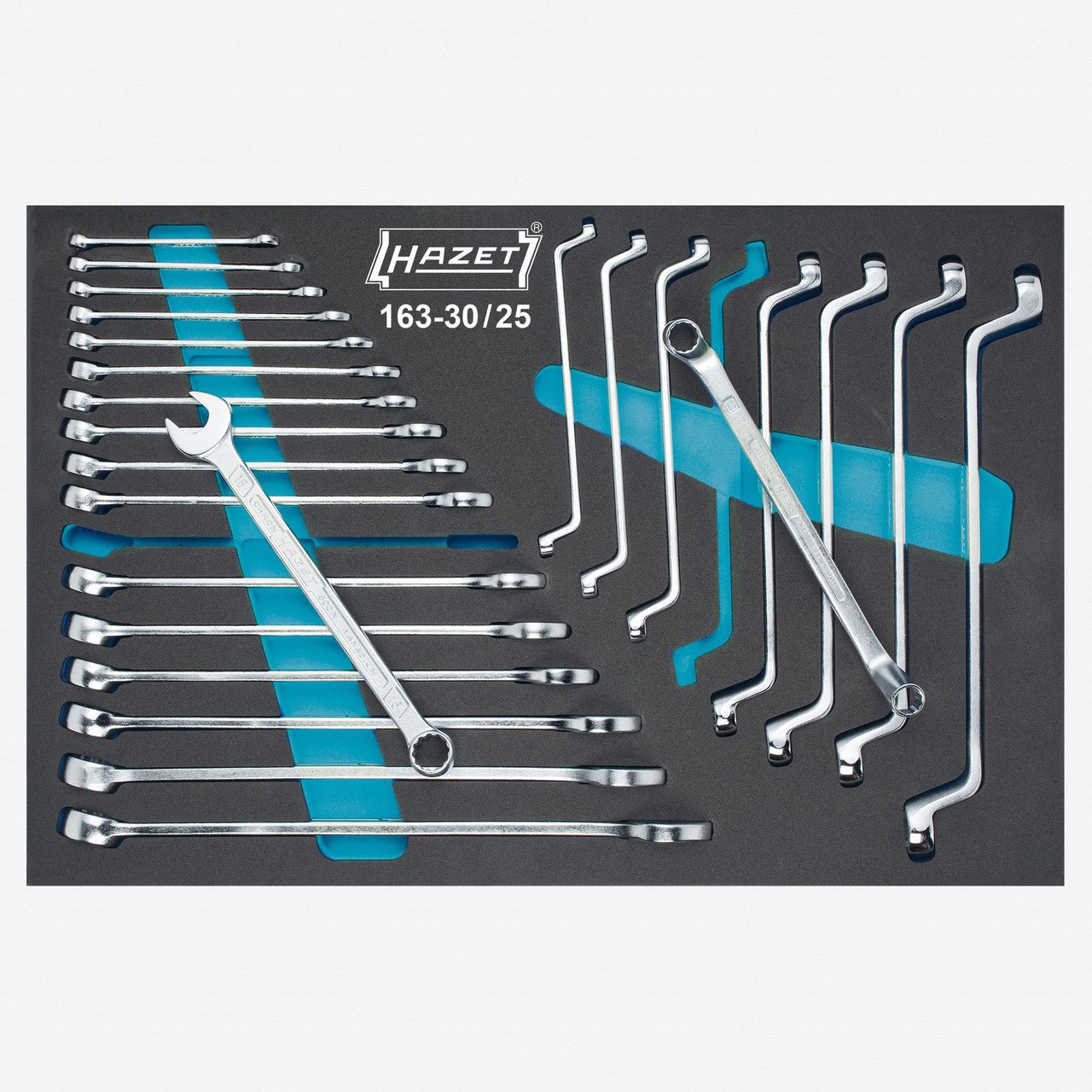 Hazet 163 - 30/25 Metric Combination and Double Box - end Wrench Set, 6 - 24 mm, 25 Pieces - HZ163-30/25 - KC Tool