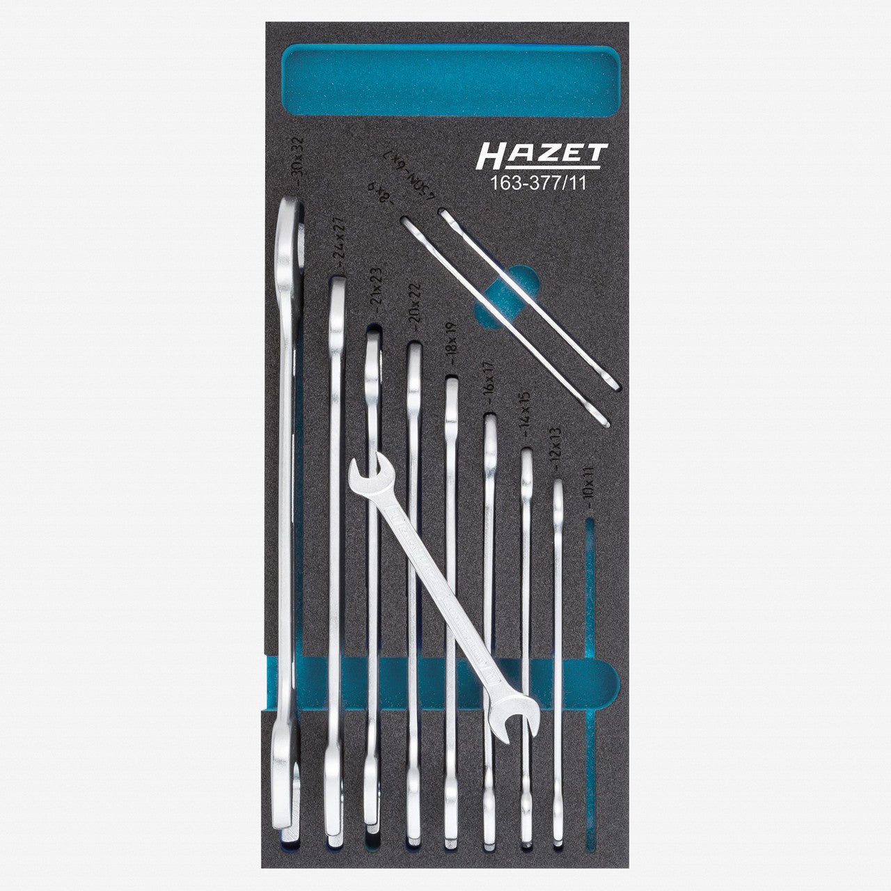 Hazet 163 - 377/11 Metric Double Open - end Wrench Set, 6 - 32 mm, 11 Pieces - HZ163-377/11 - KC Tool
