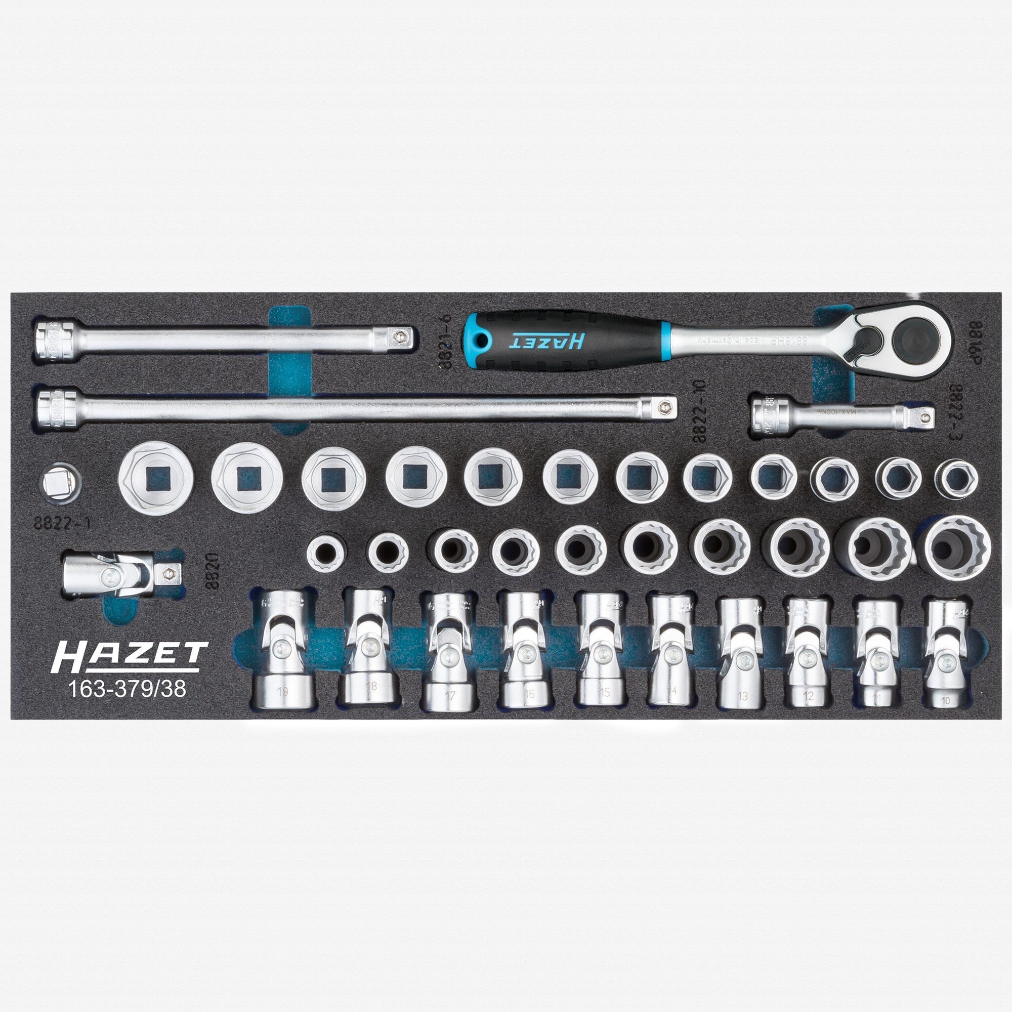 Hazet 163-379/38 3/8" Metric Socket Set, 38 Pieces - HZ163-379/38 - KC Tool