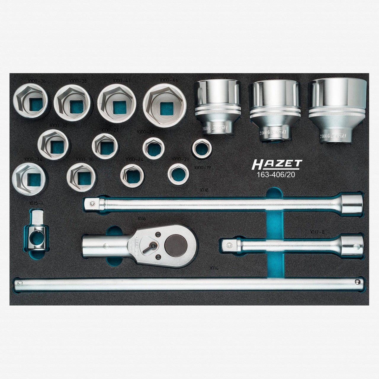 Hazet 163 - 406/20 3/4" Metric Socket Set, 20 Pieces - HZ163-406/20 - KC Tool