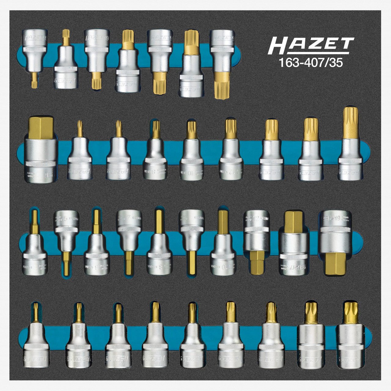 Hazet 163 - 407/35 1/2" Bit Socket Set, 35 Pieces - HZ163-407/35 - KC Tool
